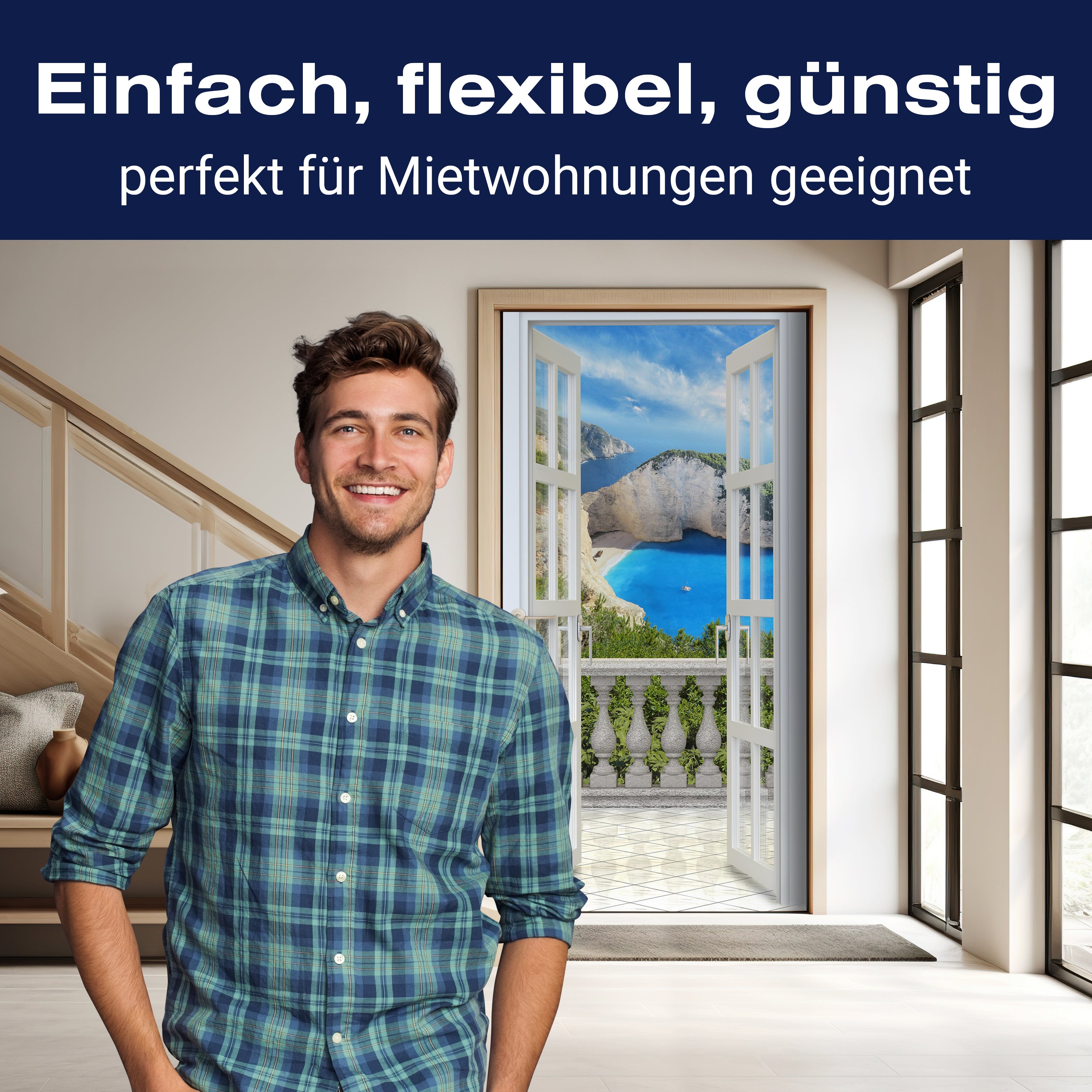 Türtapete Ausblick von Balkon, Meer, Küste, Felsen M1312 - Bild 3 Türtapete Ausblick von Balkon, Meer, Küste, Felsen M1312 - Bild 3