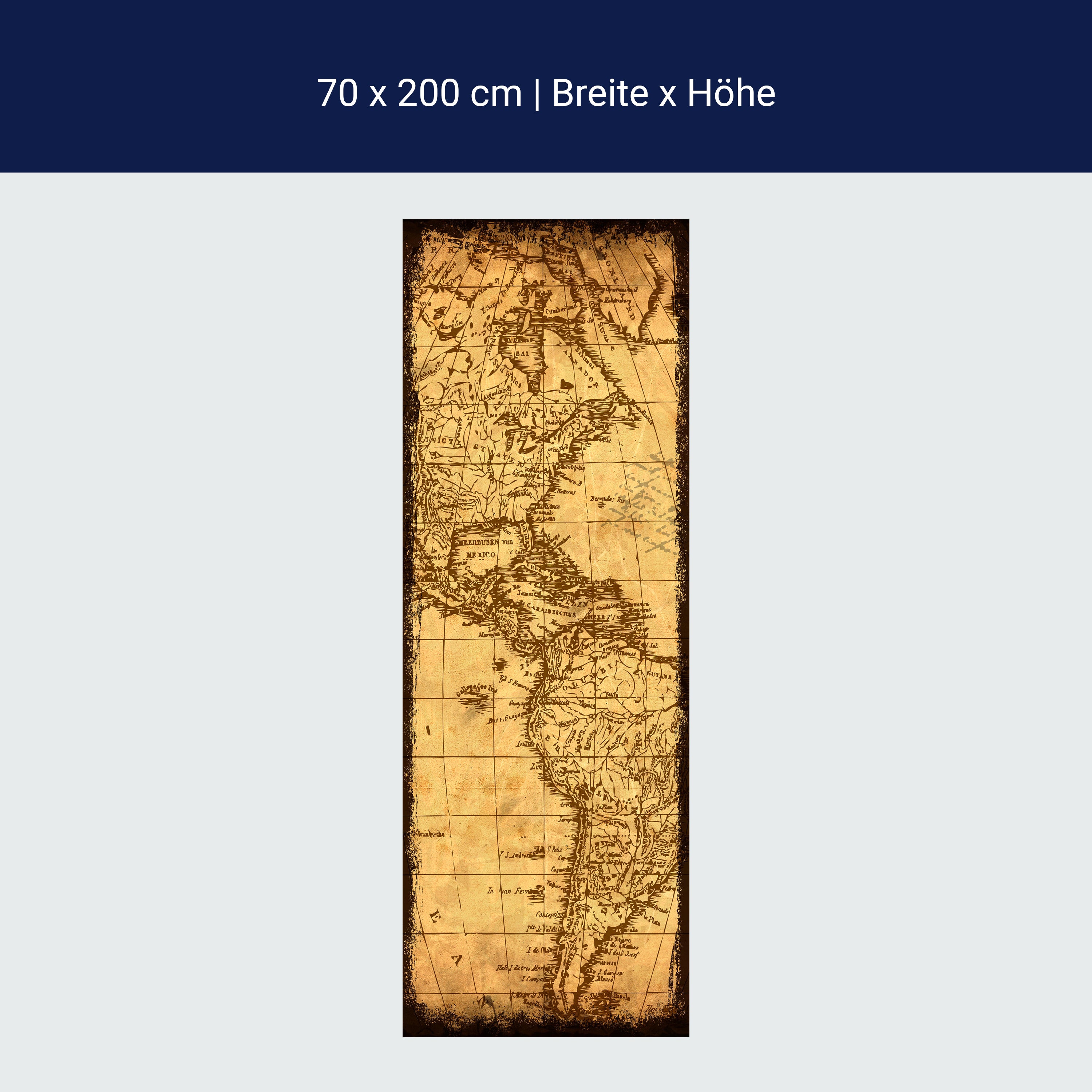 Türtapete alte Karte von Amerika, Vintage, Retro M1316 Türtapete alte Karte von Amerika, Vintage, Retro M1316