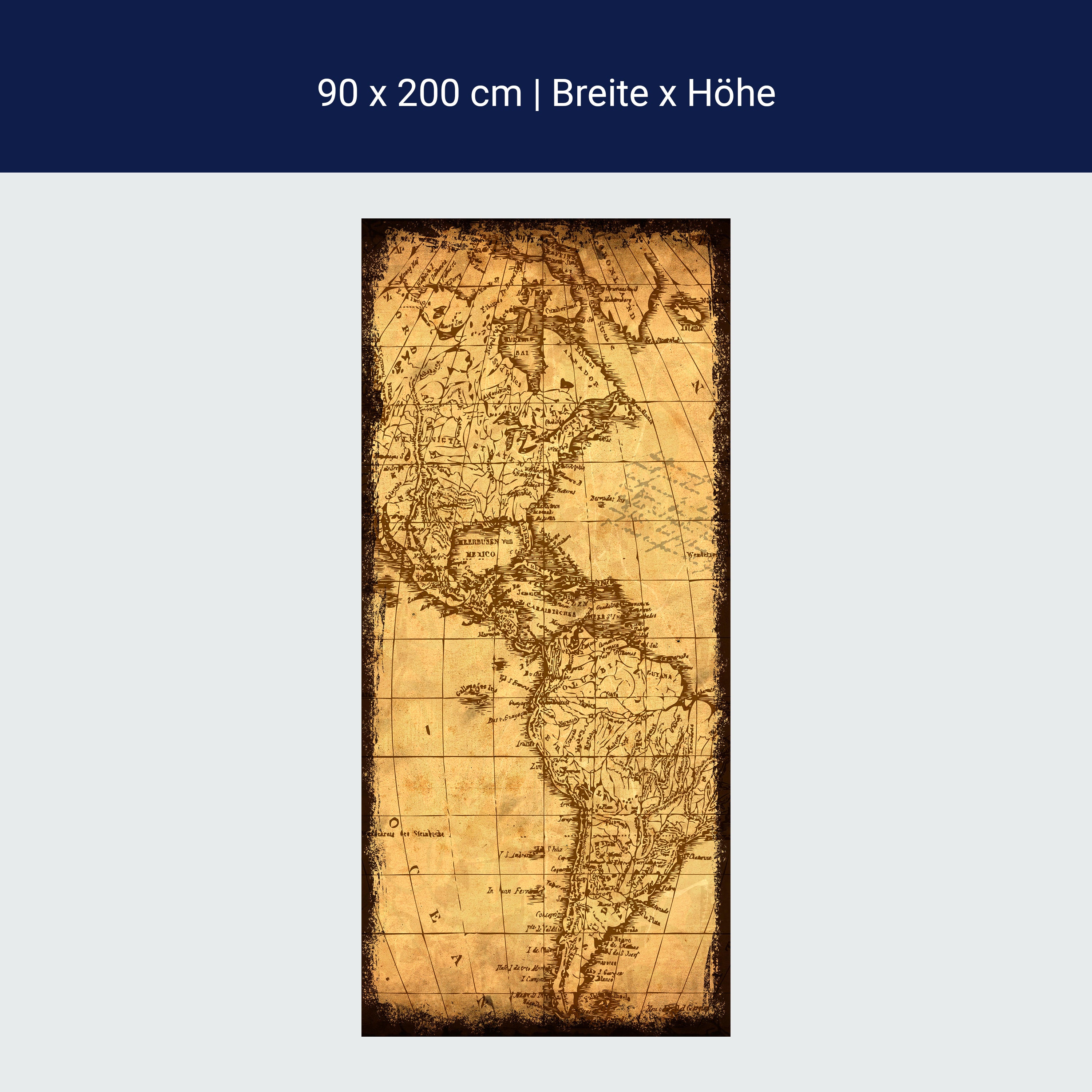 Türtapete alte Karte von Amerika, Vintage, Retro M1316 Türtapete alte Karte von Amerika, Vintage, Retro M1316