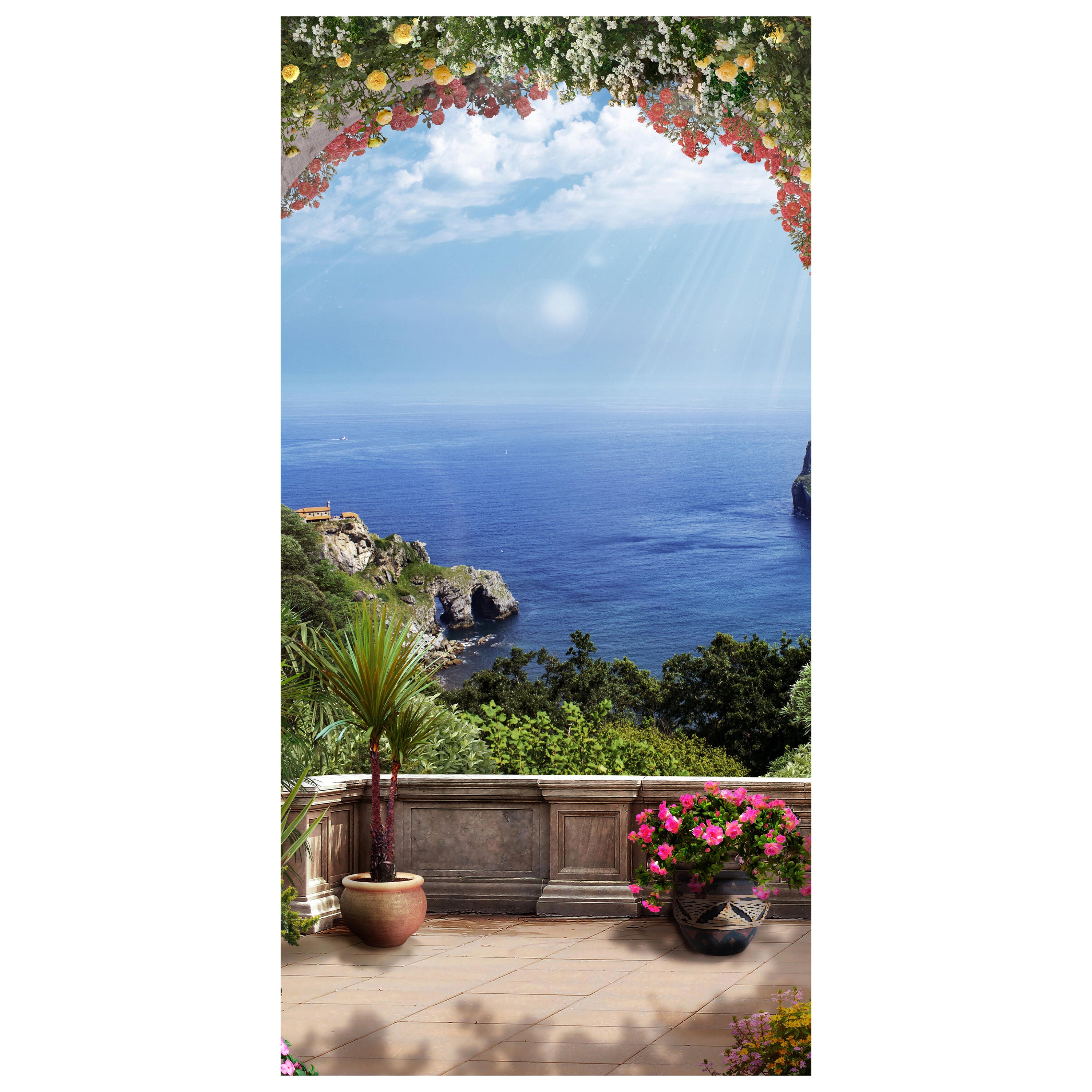 Türtapete Blick von Balkon, Meer, Küste, Sonne M1320 - Bild 2 Türtapete Blick von Balkon, Meer, Küste, Sonne M1320 - Bild 2