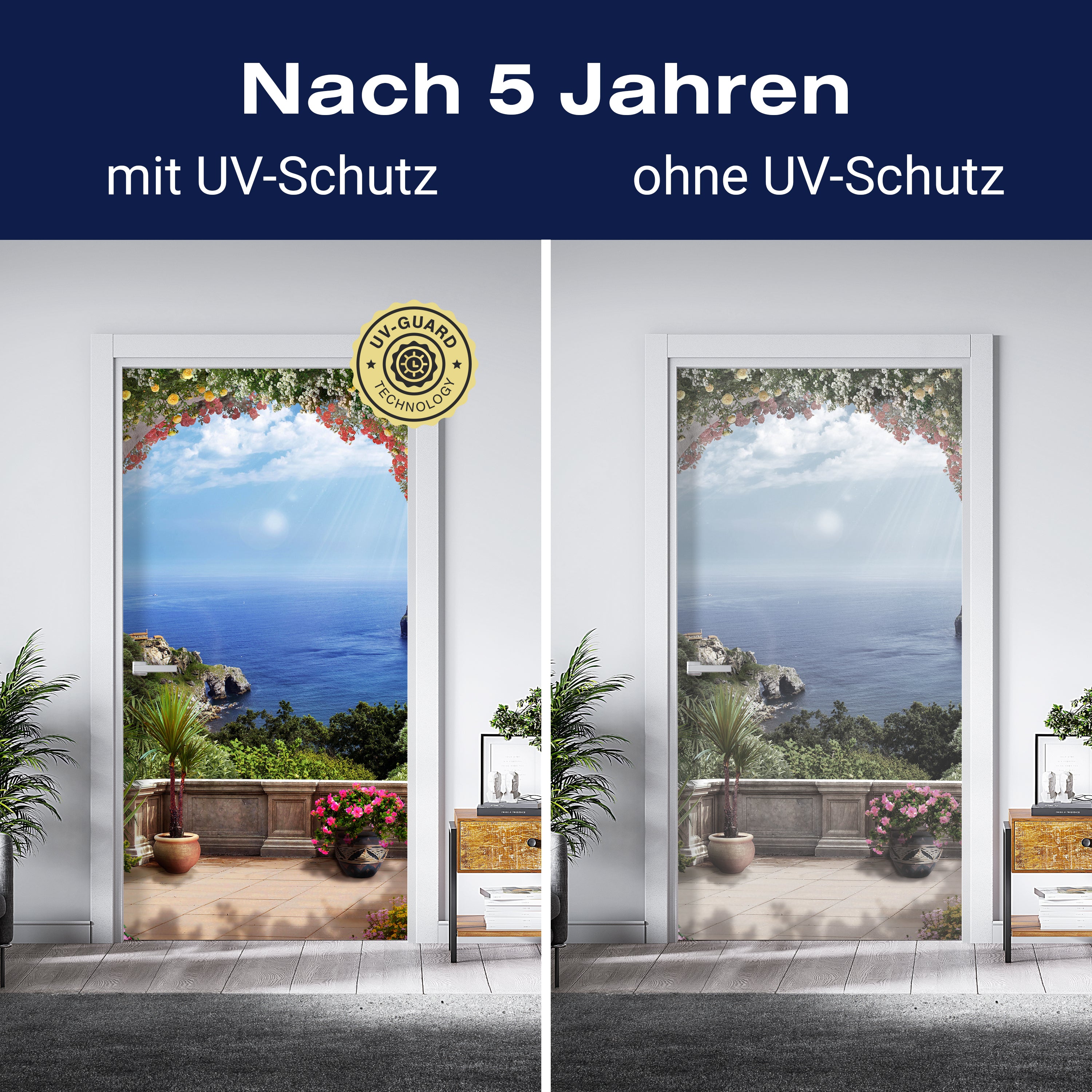 Türtapete Blick von Balkon, Meer, Küste, Sonne M1320 - Bild 4 Türtapete Blick von Balkon, Meer, Küste, Sonne M1320 - Bild 4