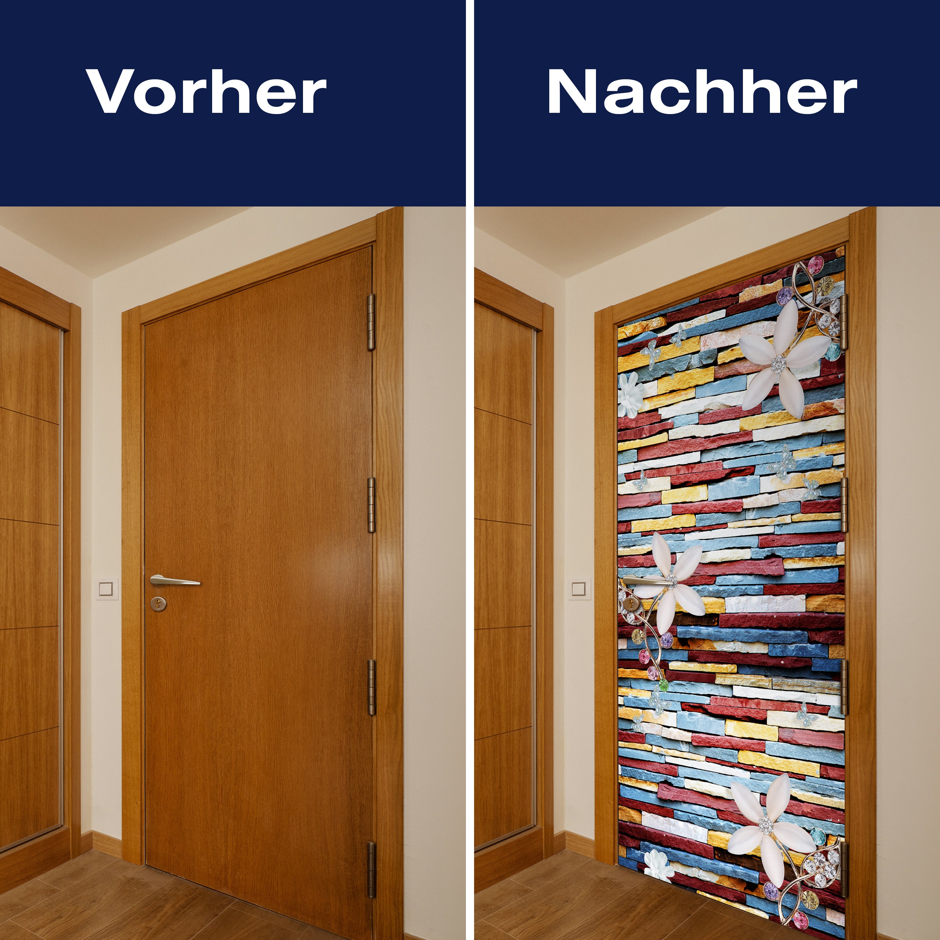 Türtapete bunte Steinwand, Blumen & Edelsteine M1321 - Bild 10 Türtapete bunte Steinwand, Blumen & Edelsteine M1321 - Bild 10