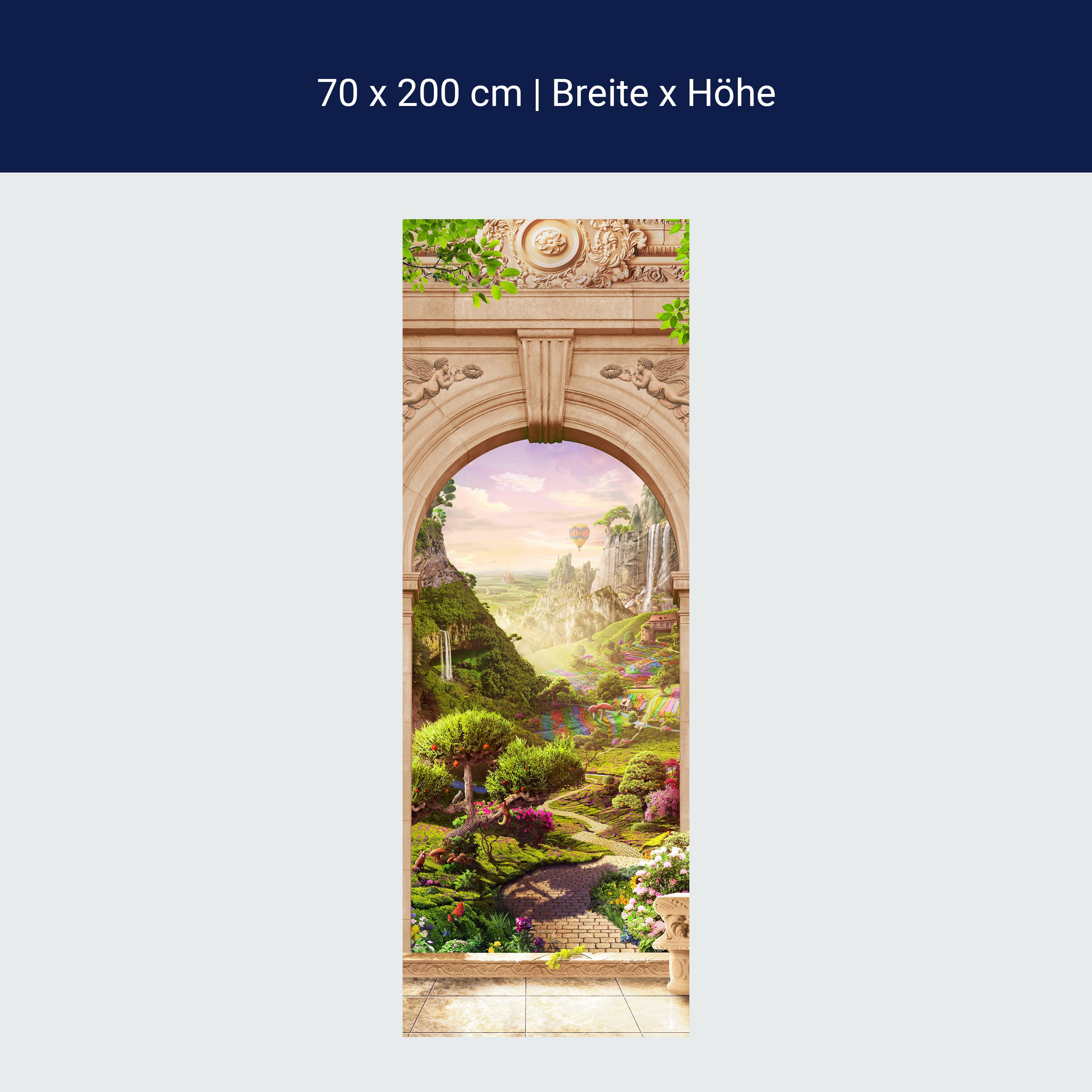 Türtapete Blick auf Felder durch Torbogen, Ballon M1326 Türtapete Blick auf Felder durch Torbogen, Ballon M1326