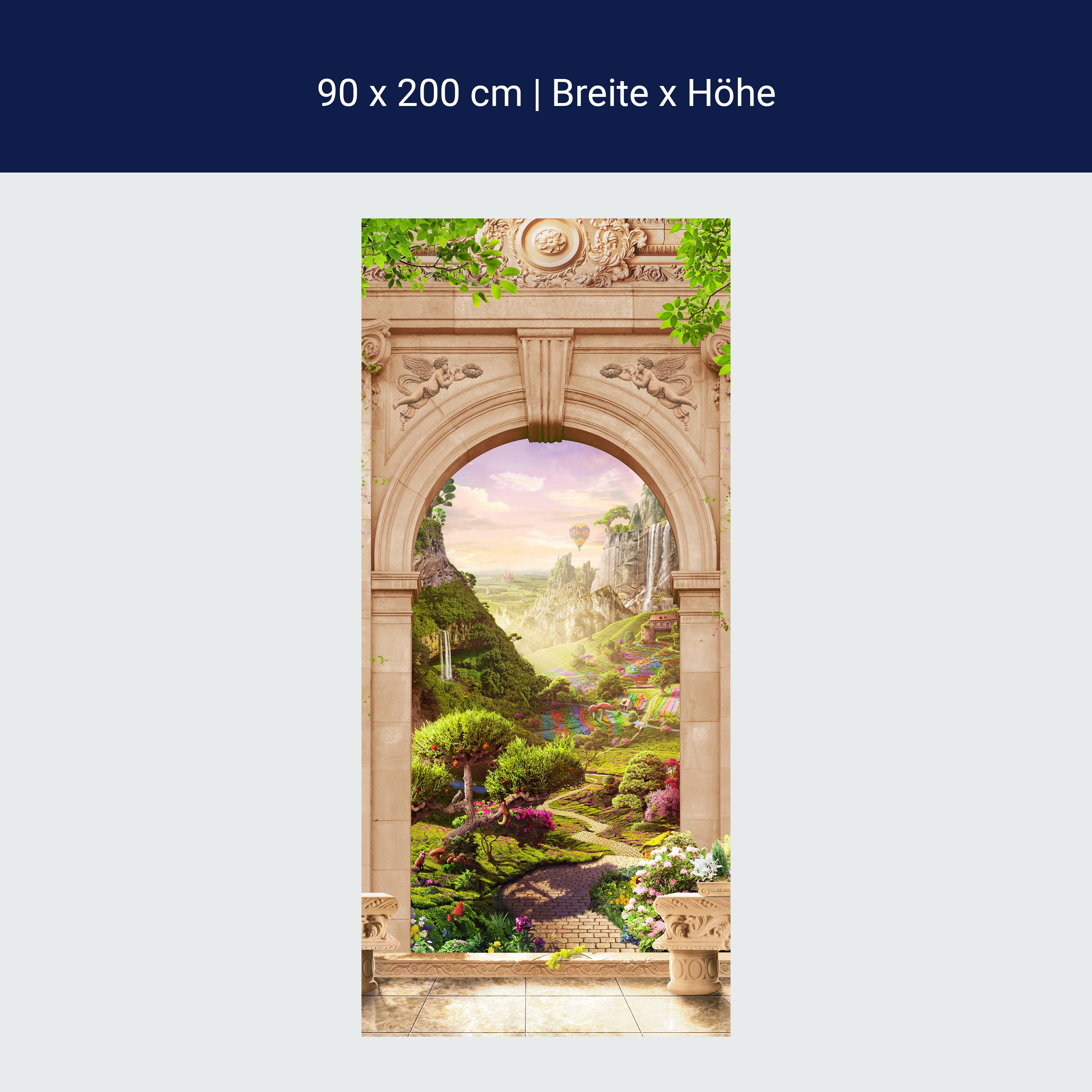 Türtapete Blick auf Felder durch Torbogen, Ballon M1326 Türtapete Blick auf Felder durch Torbogen, Ballon M1326