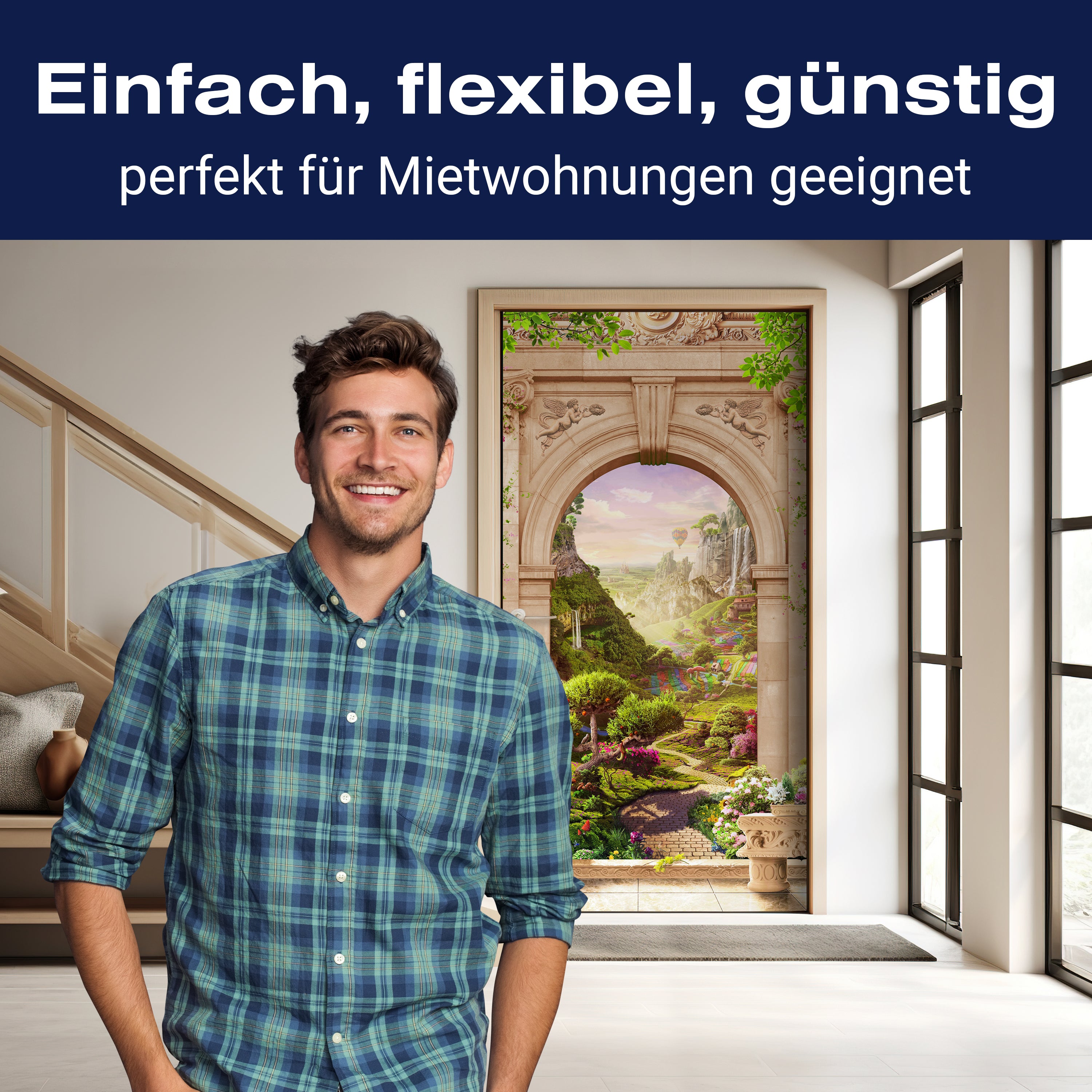 Türtapete Blick auf Felder durch Torbogen, Ballon M1326 - Bild 3 Türtapete Blick auf Felder durch Torbogen, Ballon M1326 - Bild 3