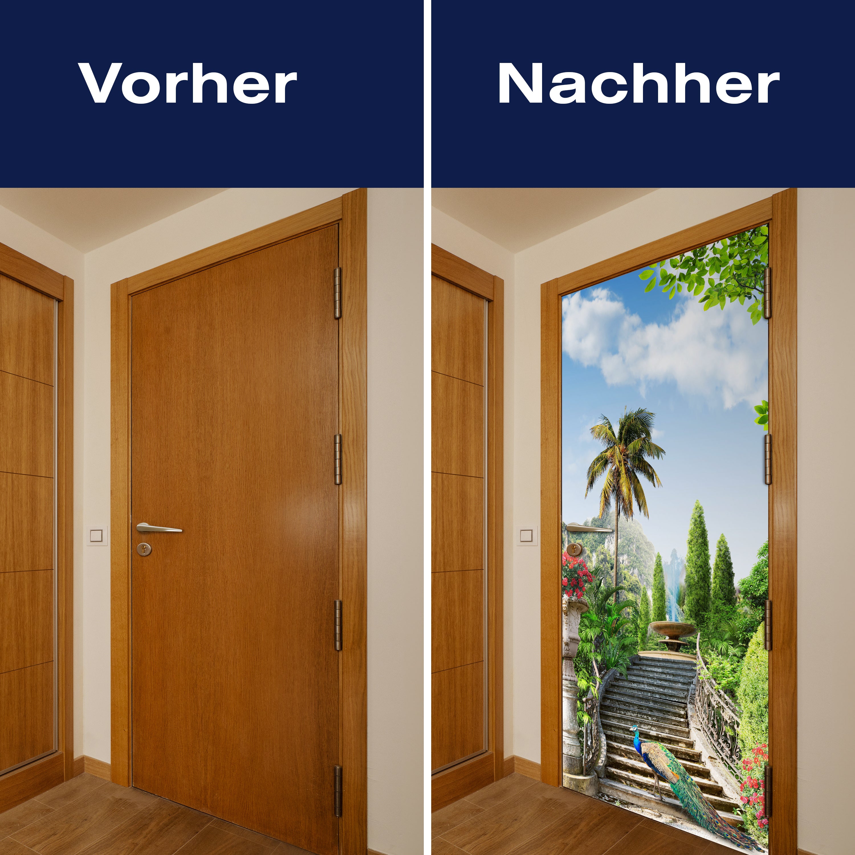 Türtapete Pfau auf Treppe, Palmen, Springbrunnen M1329 - Bild 10 Türtapete Pfau auf Treppe, Palmen, Springbrunnen M1329 - Bild 10