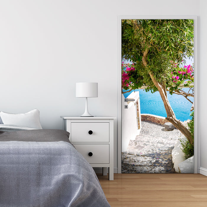 Türtapete Treppe mit Blick aufs Meer, Mediterran M1333 - Bild 1 Türtapete Treppe mit Blick aufs Meer, Mediterran M1333 - Bild 1