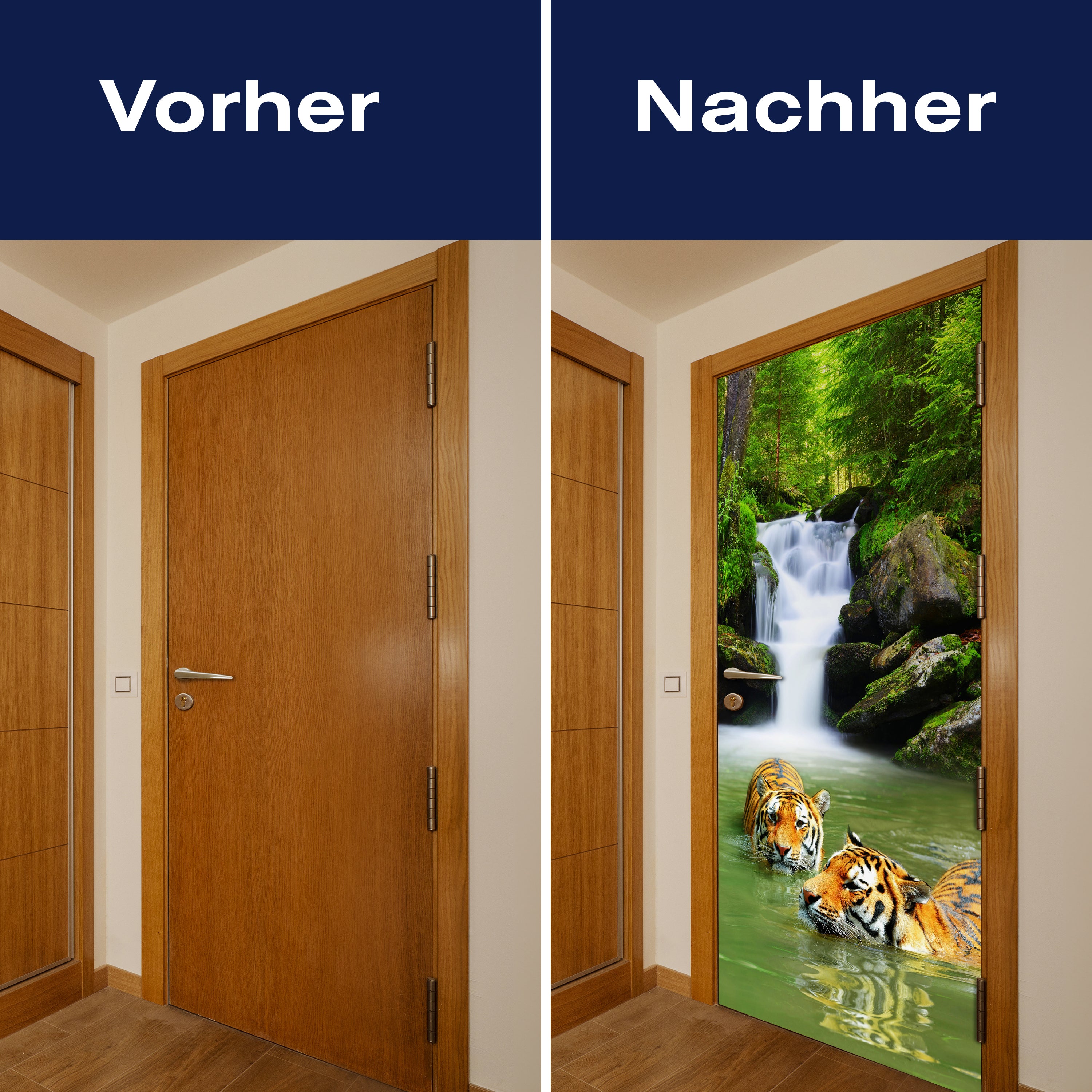 Türtapete badende Tiger, Wasserfall, Dschungel M1338 - Bild 10 Türtapete badende Tiger, Wasserfall, Dschungel M1338 - Bild 10