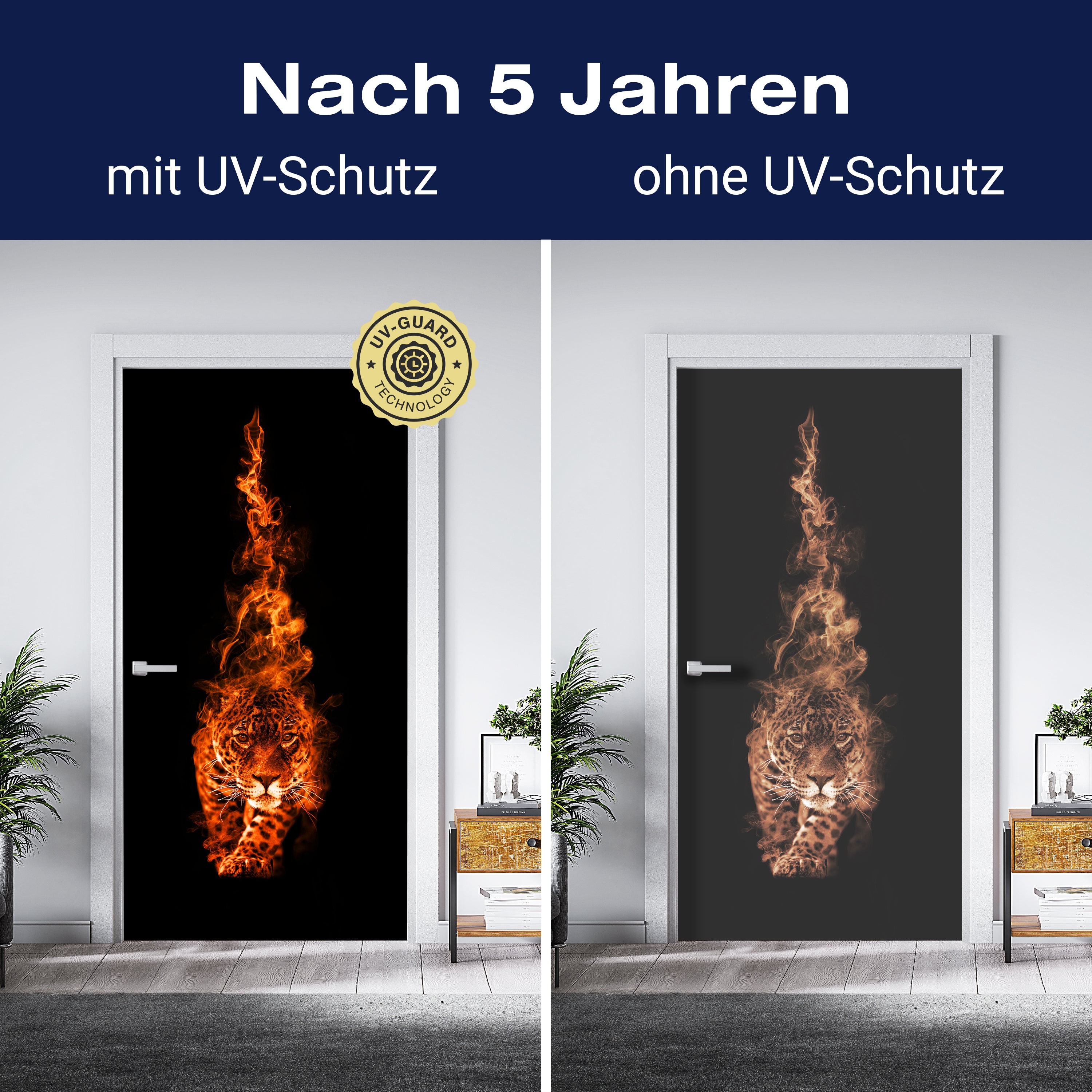 Türtapete Leopard in Flammen, Tier, Fantasy, Feuer M1342 - Bild 4 Türtapete Leopard in Flammen, Tier, Fantasy, Feuer M1342 - Bild 4