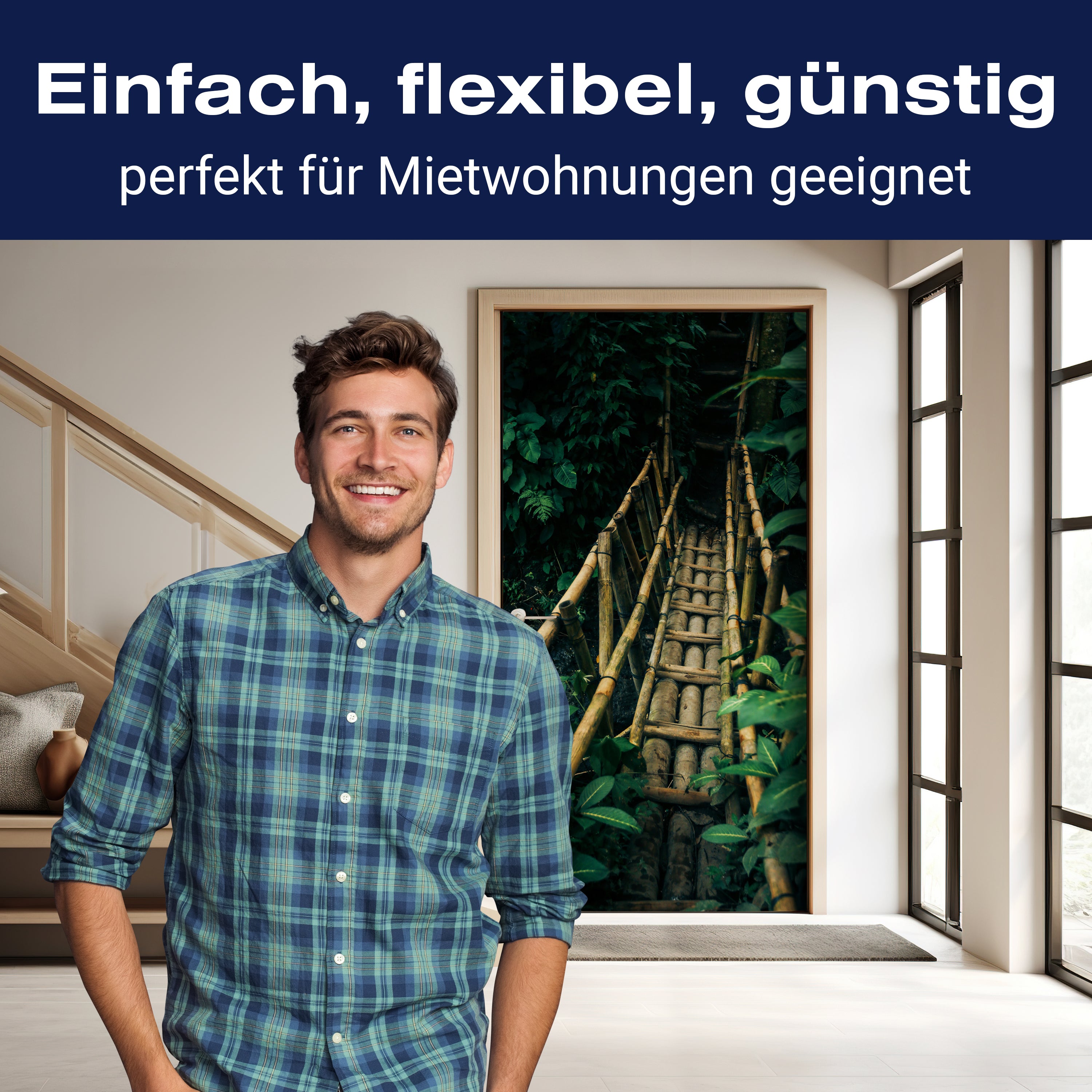 Türtapete Brücke aus Bambus, Dschungel, Urwald M1344 - Bild 3 Türtapete Brücke aus Bambus, Dschungel, Urwald M1344 - Bild 3