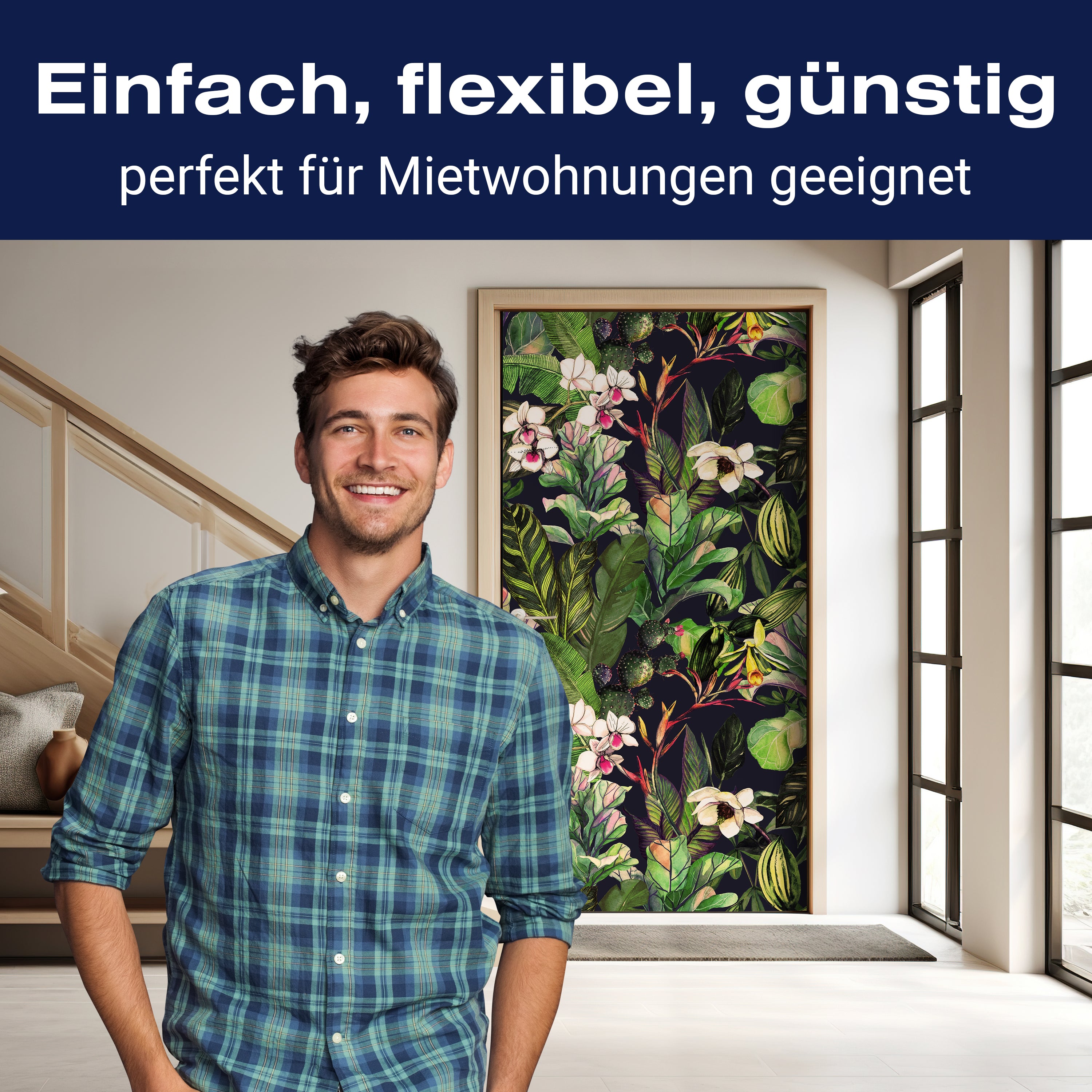 Türtapete Pflanzen Gemälde, Dschungel, Blumen M1347 - Bild 3 Türtapete Pflanzen Gemälde, Dschungel, Blumen M1347 - Bild 3