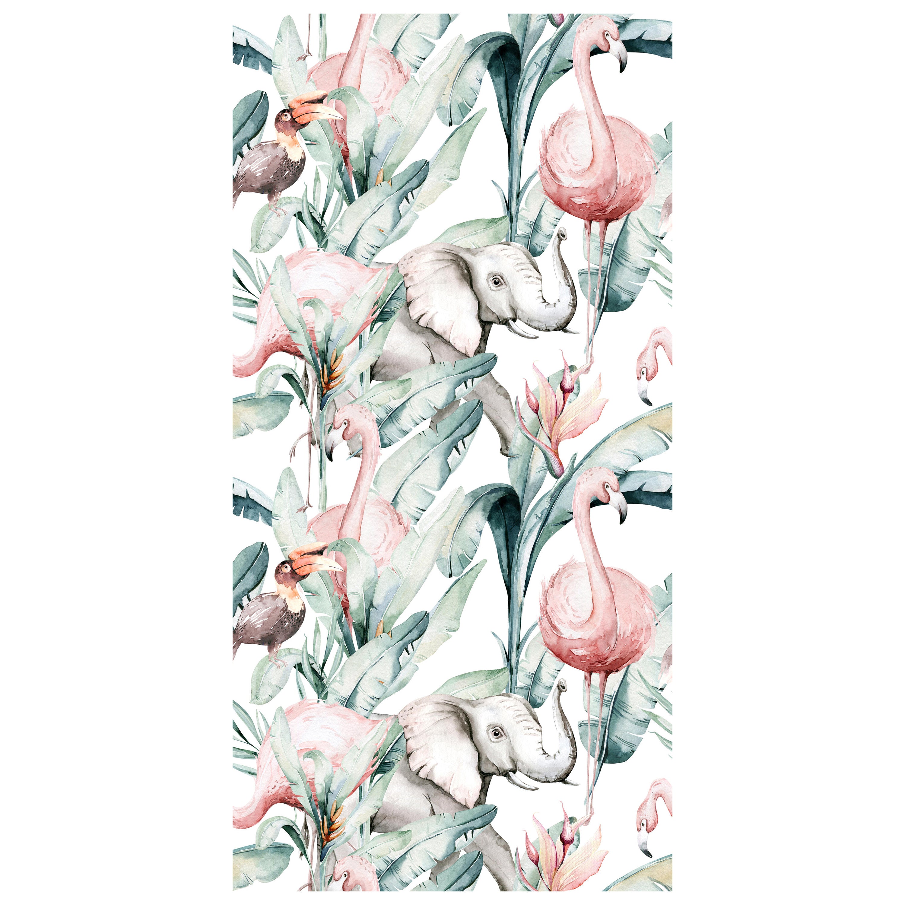 Türtapete Muster Elefanten & Flamingos, Tropisch M1356 - Bild 2 Türtapete Muster Elefanten & Flamingos, Tropisch M1356 - Bild 2