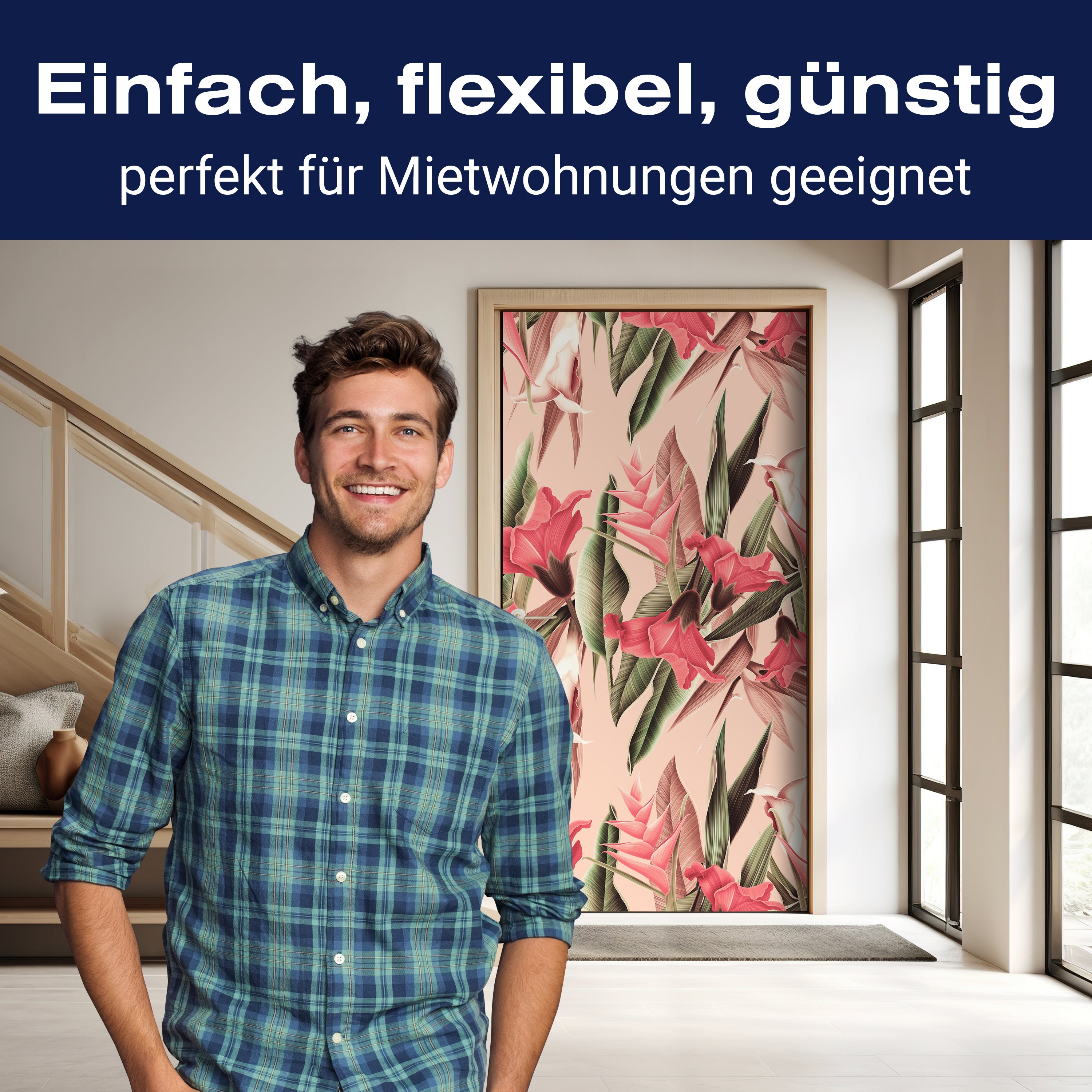 Türtapete Pflanzen Muster, Blumen, Blätter, Natur M1357 - Bild 3 Türtapete Pflanzen Muster, Blumen, Blätter, Natur M1357 - Bild 3