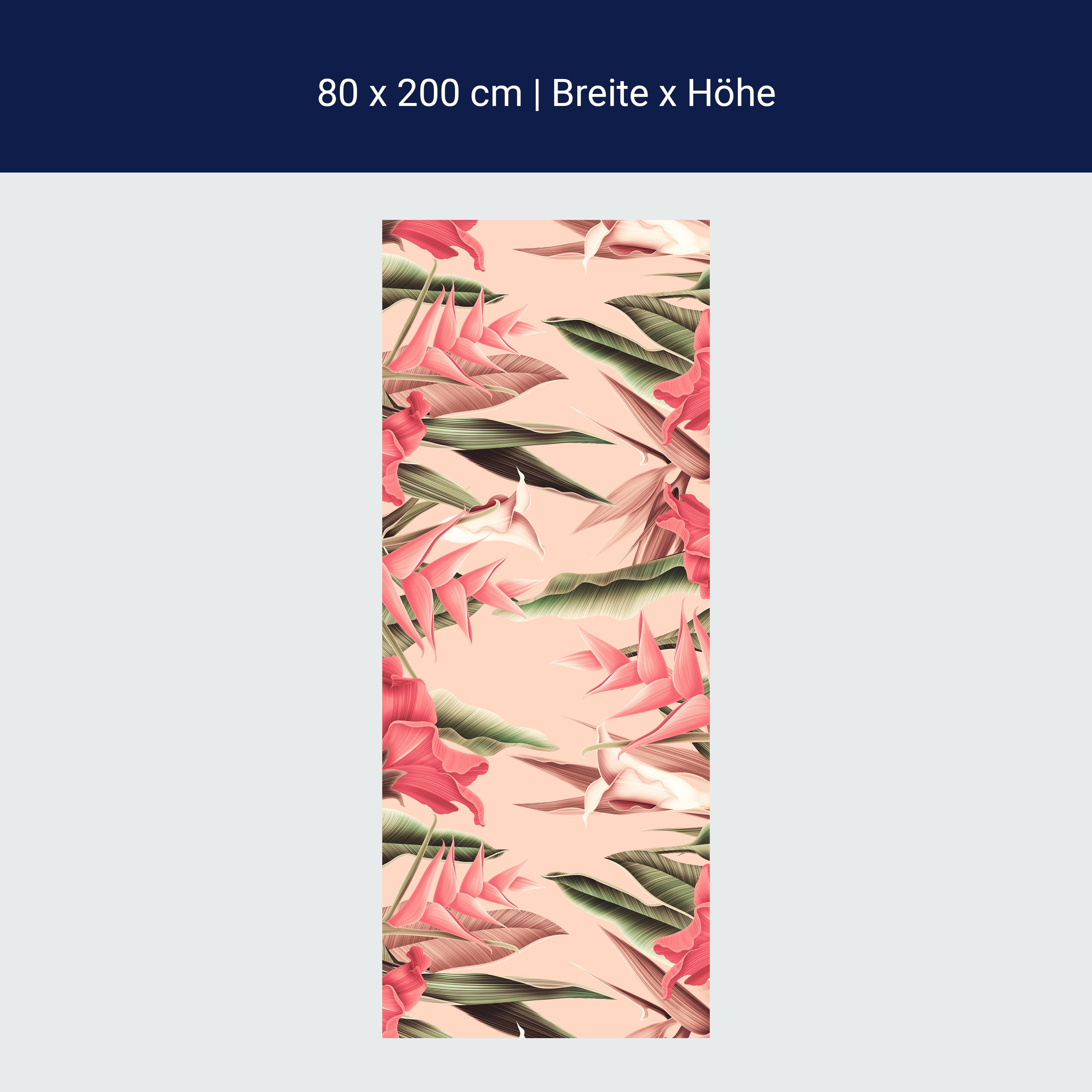 Türtapete Pflanzen Muster, Blumen, Blätter, Rosa M1358 Türtapete Pflanzen Muster, Blumen, Blätter, Rosa M1358