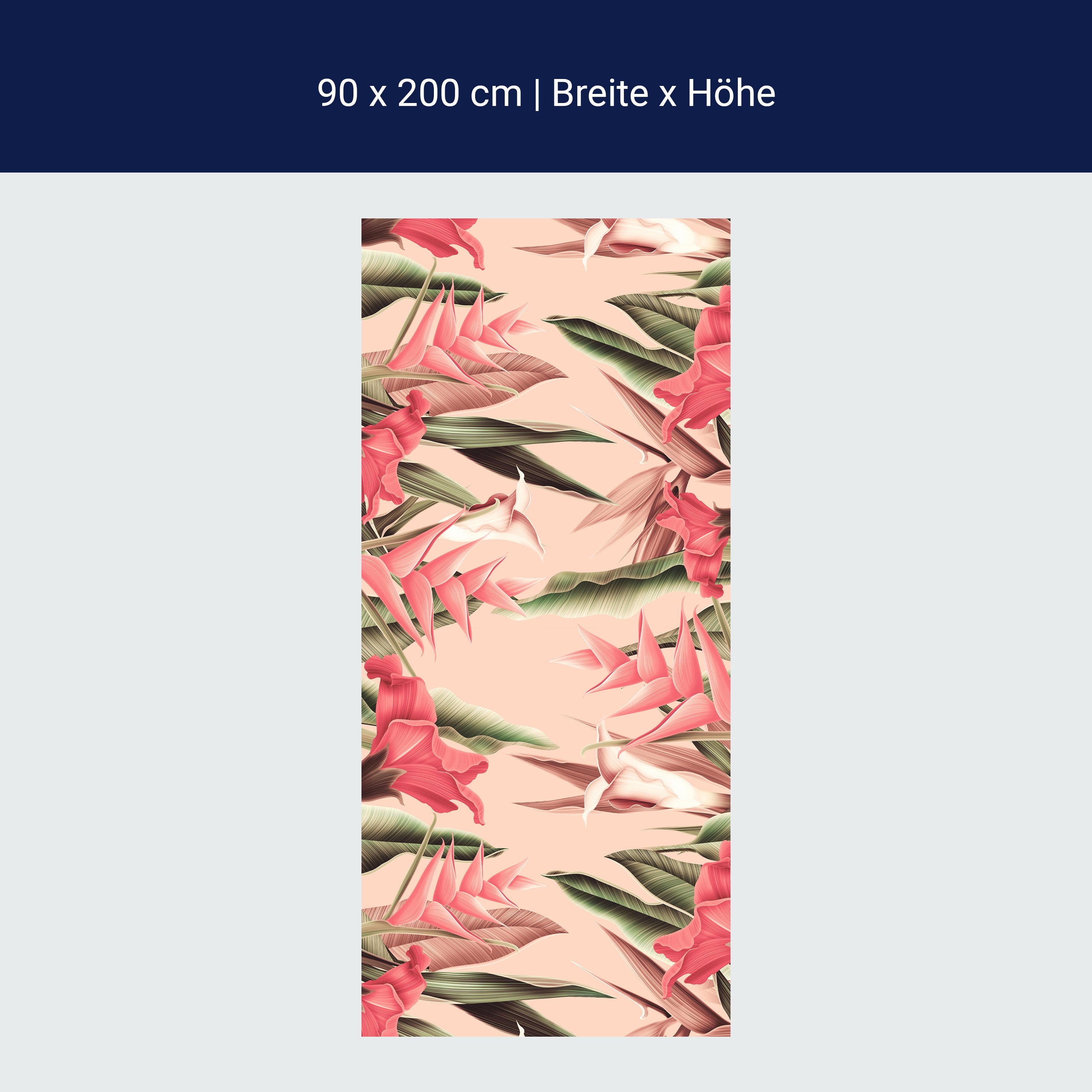 Türtapete Pflanzen Muster, Blumen, Blätter, Rosa M1358 Türtapete Pflanzen Muster, Blumen, Blätter, Rosa M1358