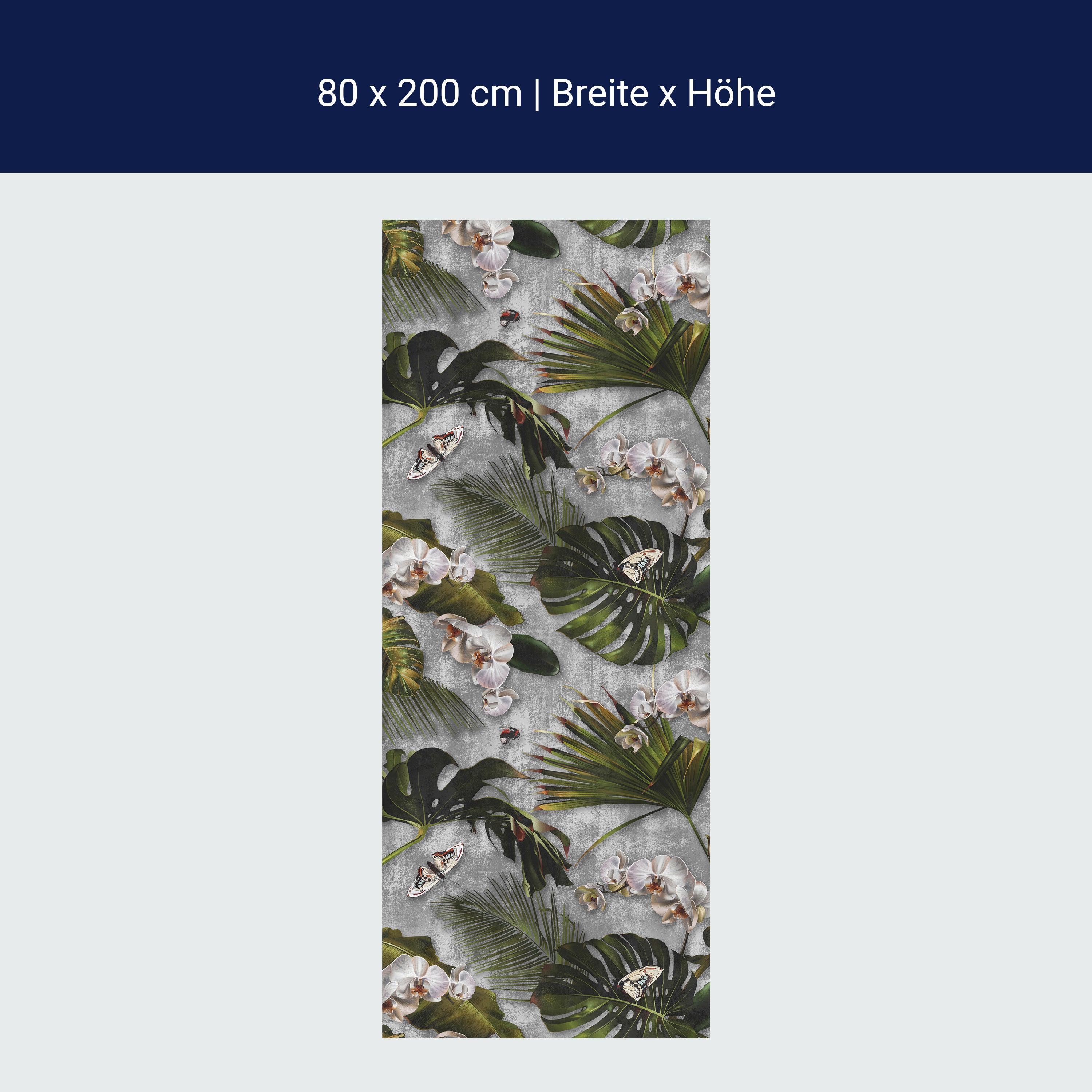 Türtapete Palmen Blätter, Blumen, Grunge Beton M1359 Türtapete Palmen Blätter, Blumen, Grunge Beton M1359