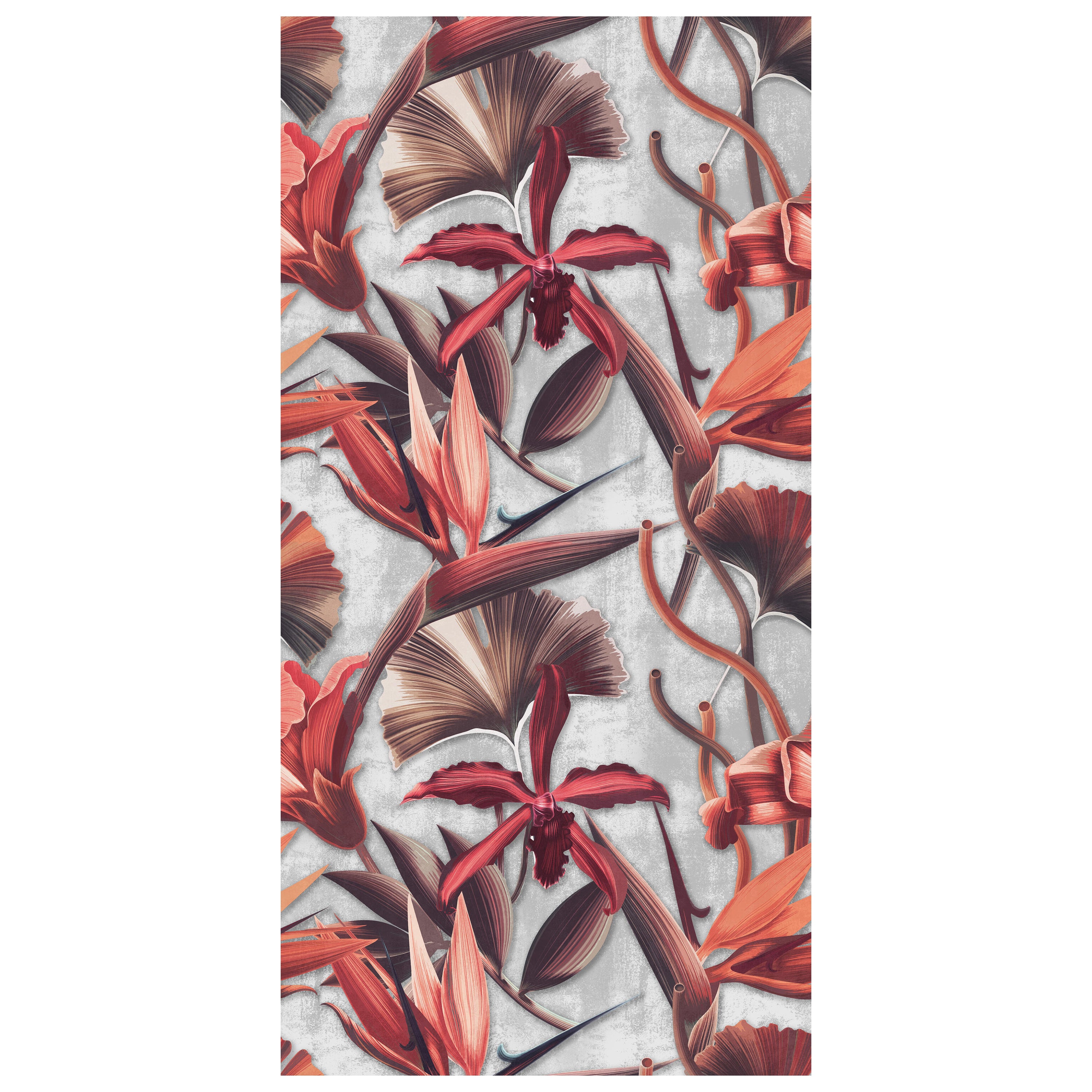 Türtapete Rote Blüten & Blätter, Pflanzen, Beton M1360 - Bild 2 Türtapete Rote Blüten & Blätter, Pflanzen, Beton M1360 - Bild 2