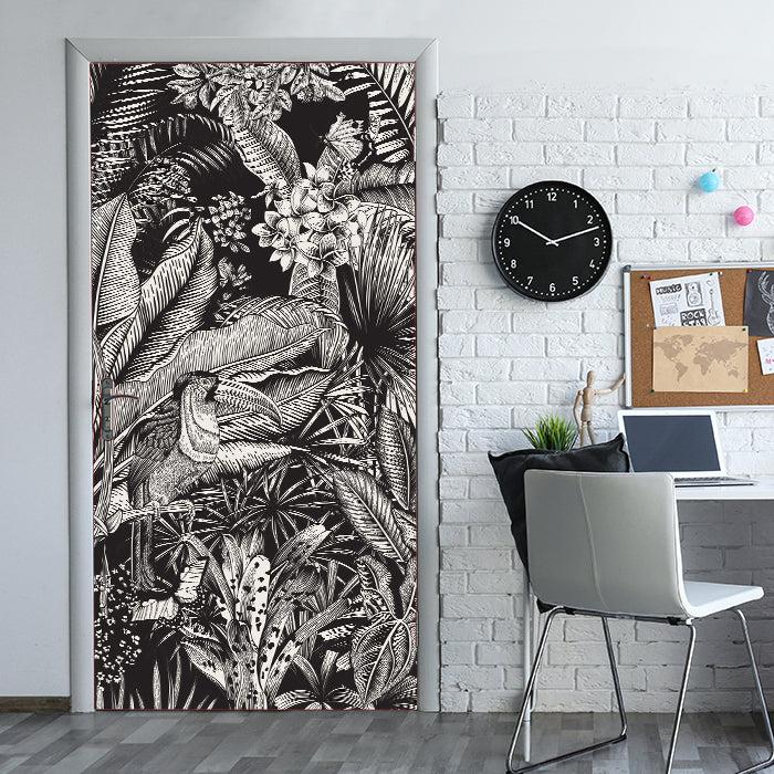 Türtapete Zeichnung Leben im Dschungel, Pflanzen M1362 - Bild 1 Türtapete Zeichnung Leben im Dschungel, Pflanzen M1362 - Bild 1