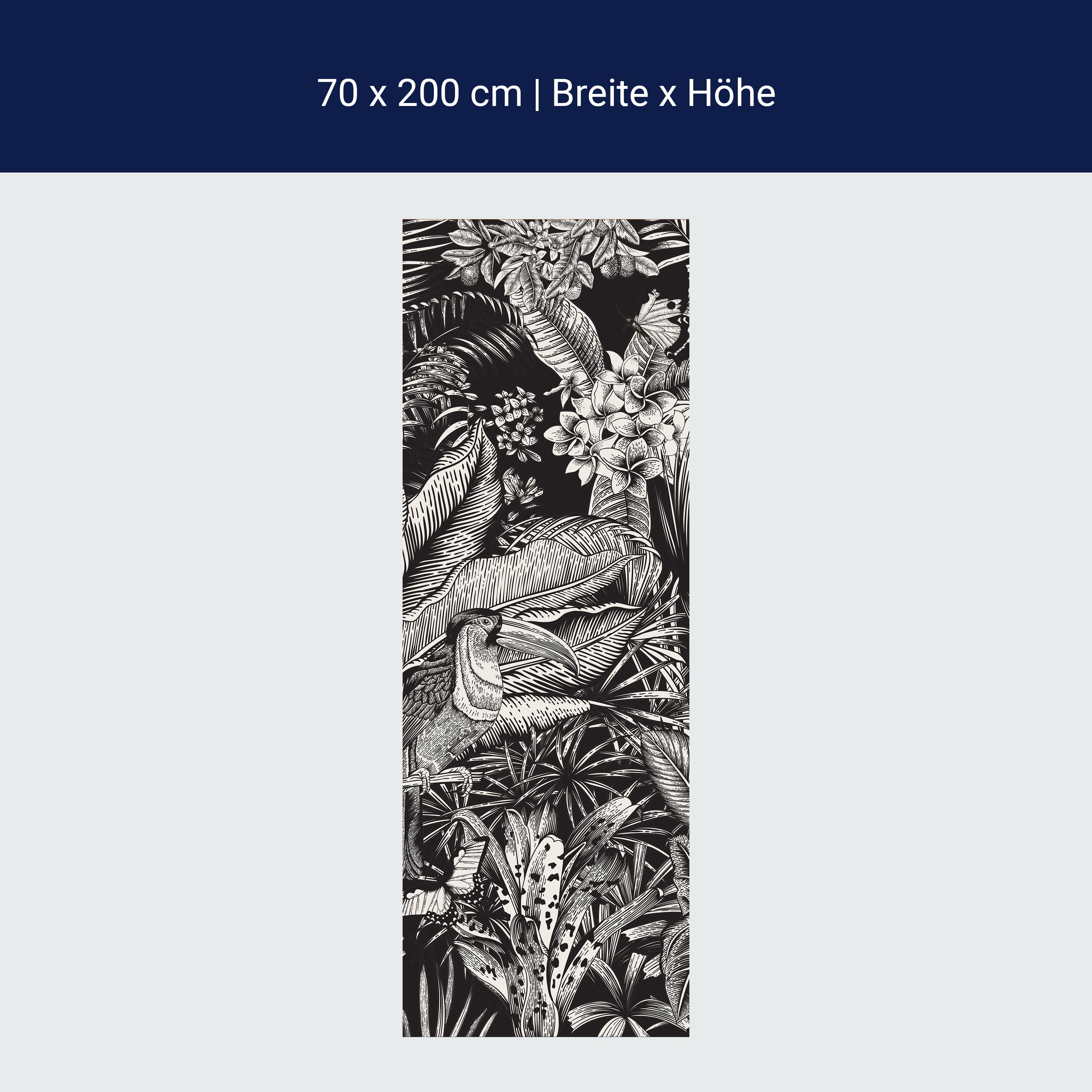 Türtapete Zeichnung Leben im Dschungel, Pflanzen M1362 Türtapete Zeichnung Leben im Dschungel, Pflanzen M1362