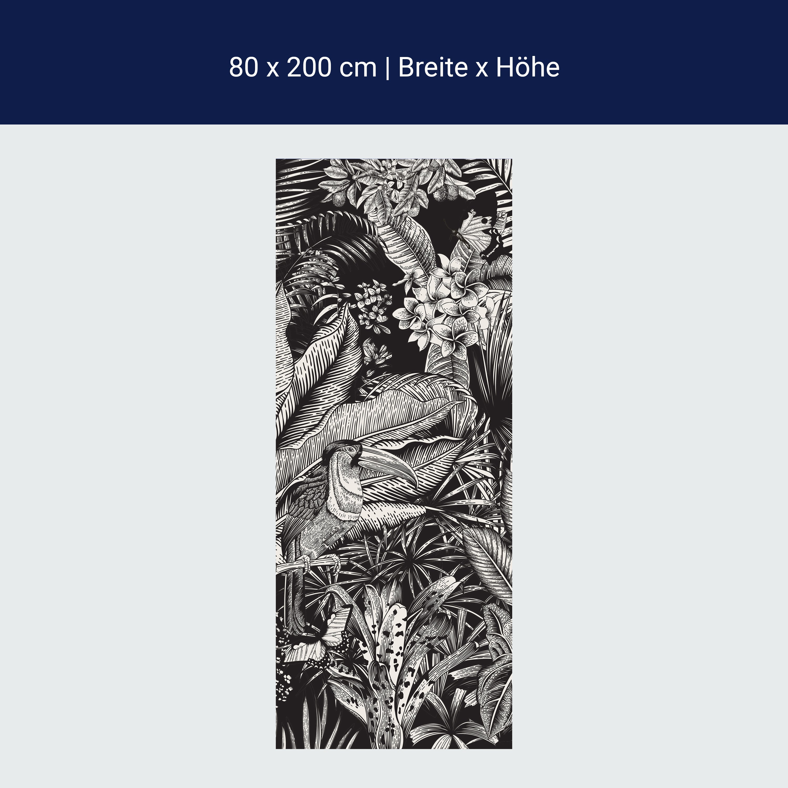 Türtapete Zeichnung Leben im Dschungel, Pflanzen M1362 Türtapete Zeichnung Leben im Dschungel, Pflanzen M1362