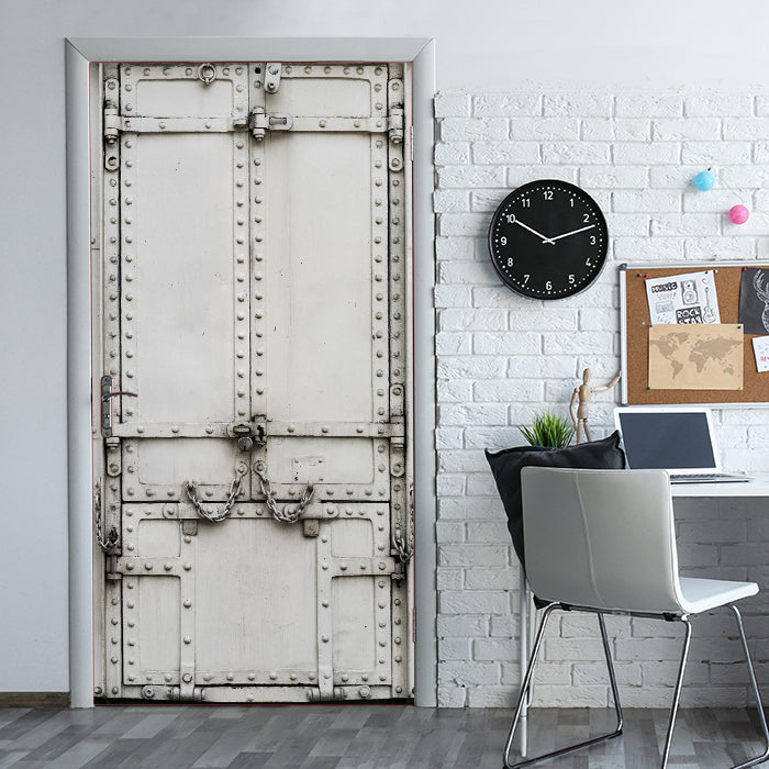 Türtapete verschlossene Stahltür, Ketten, Schloss M1368 - Bild 1 Türtapete verschlossene Stahltür, Ketten, Schloss M1368 - Bild 1