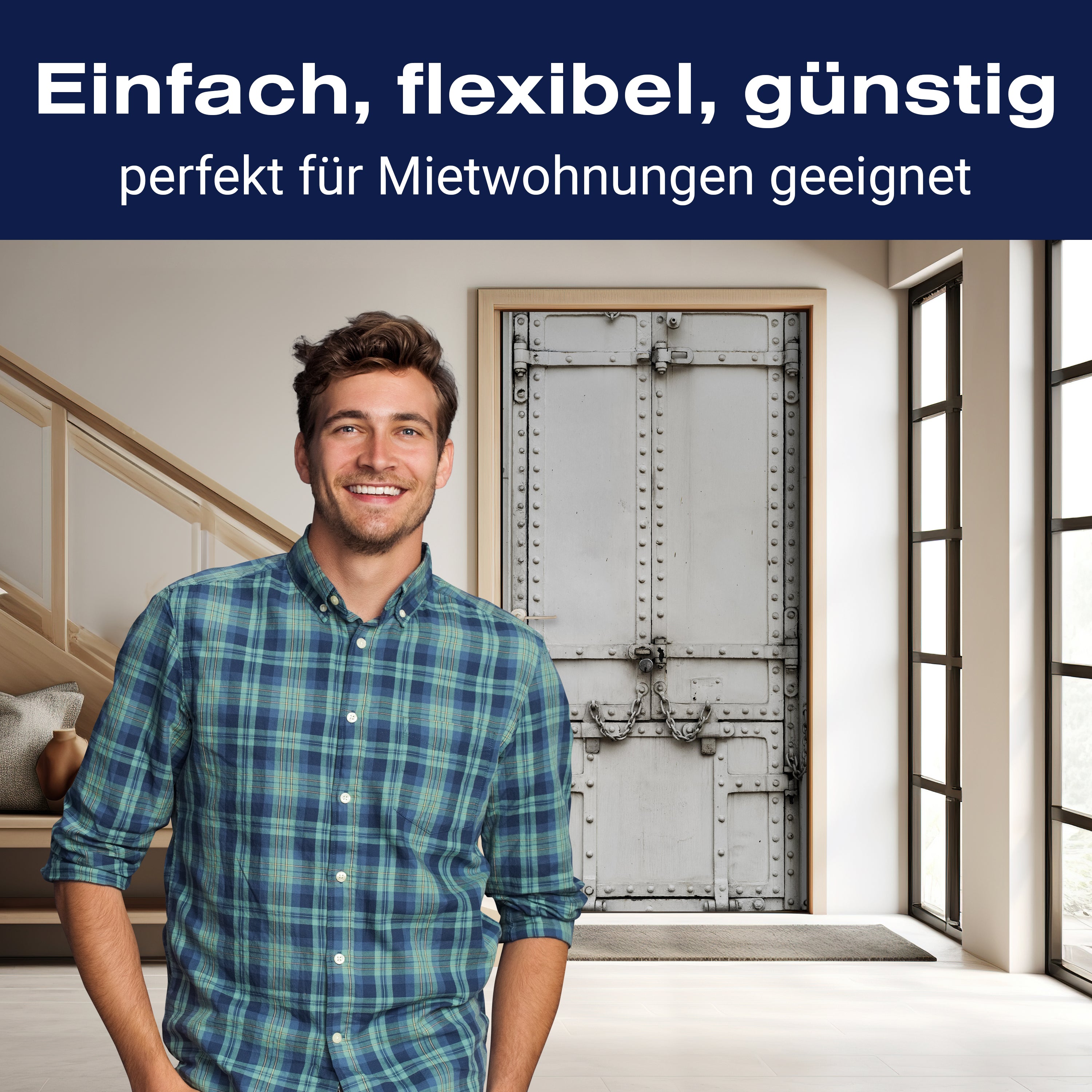 Türtapete verschlossene Stahltür, Ketten, Schloss M1368 - Bild 3 Türtapete verschlossene Stahltür, Ketten, Schloss M1368 - Bild 3