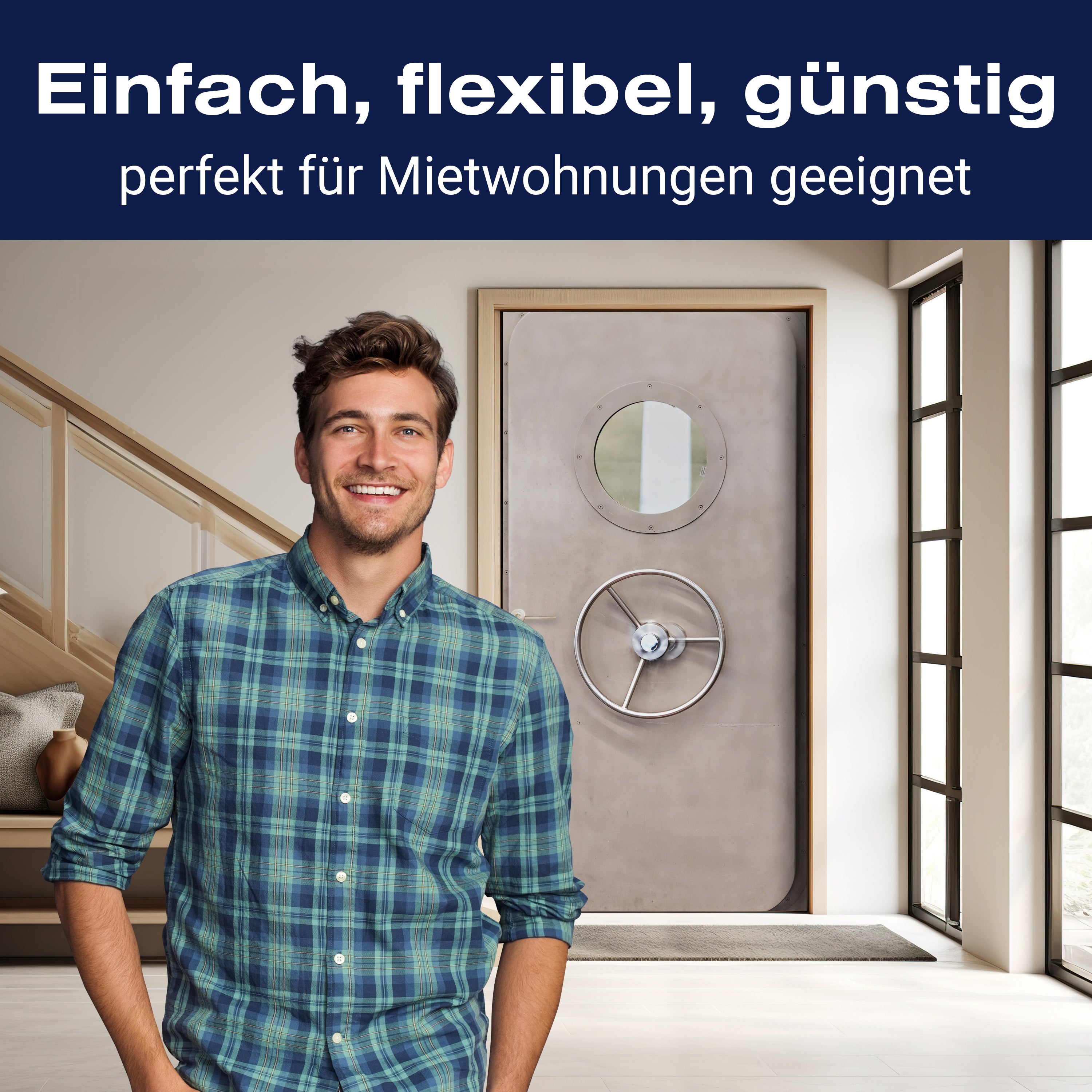 Türtapete Metalltür mit Bullauge, Rad, Schiff M1373 - Bild 3 Türtapete Metalltür mit Bullauge, Rad, Schiff M1373 - Bild 3