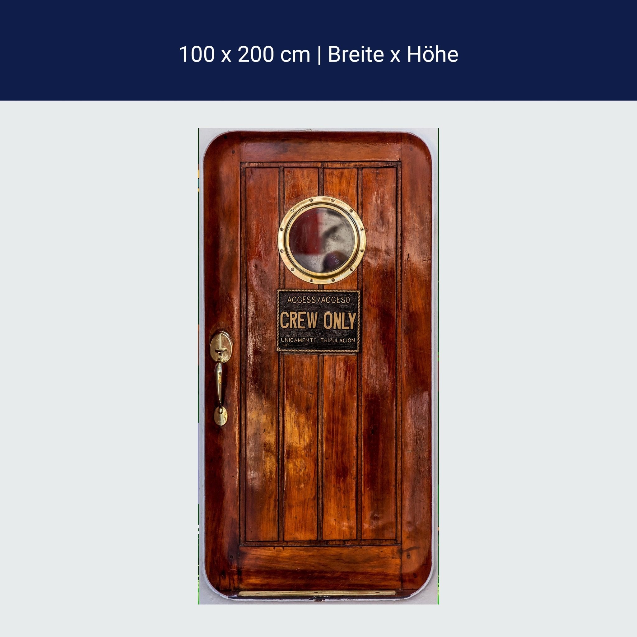 Türtapete Holztür Schiff, Crew only, Bullauge M1374 Türtapete Holztür Schiff, Crew only, Bullauge M1374