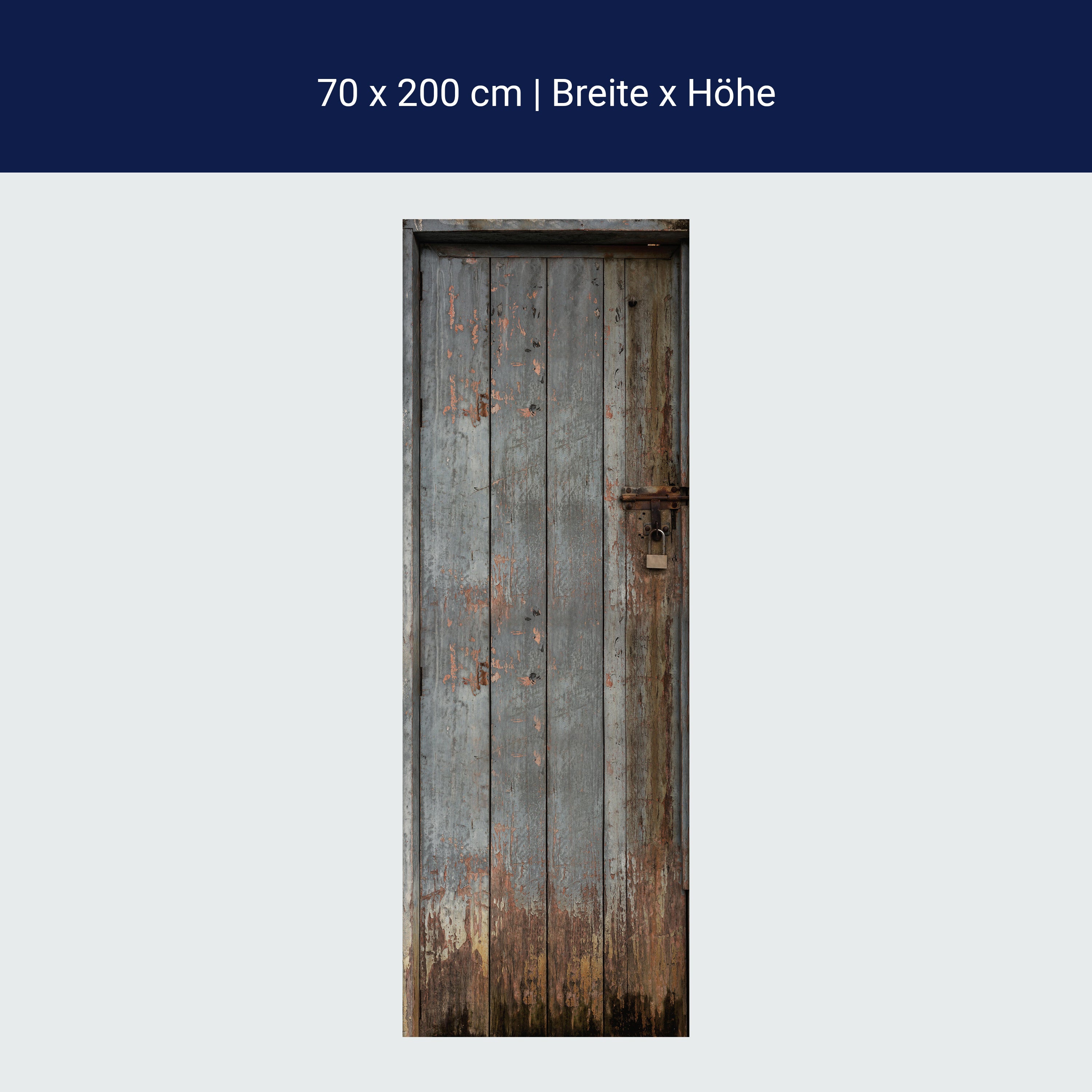 Türtapete alte Holztür mit Schloss, Grau, Farbe M1375 Türtapete alte Holztür mit Schloss, Grau, Farbe M1375