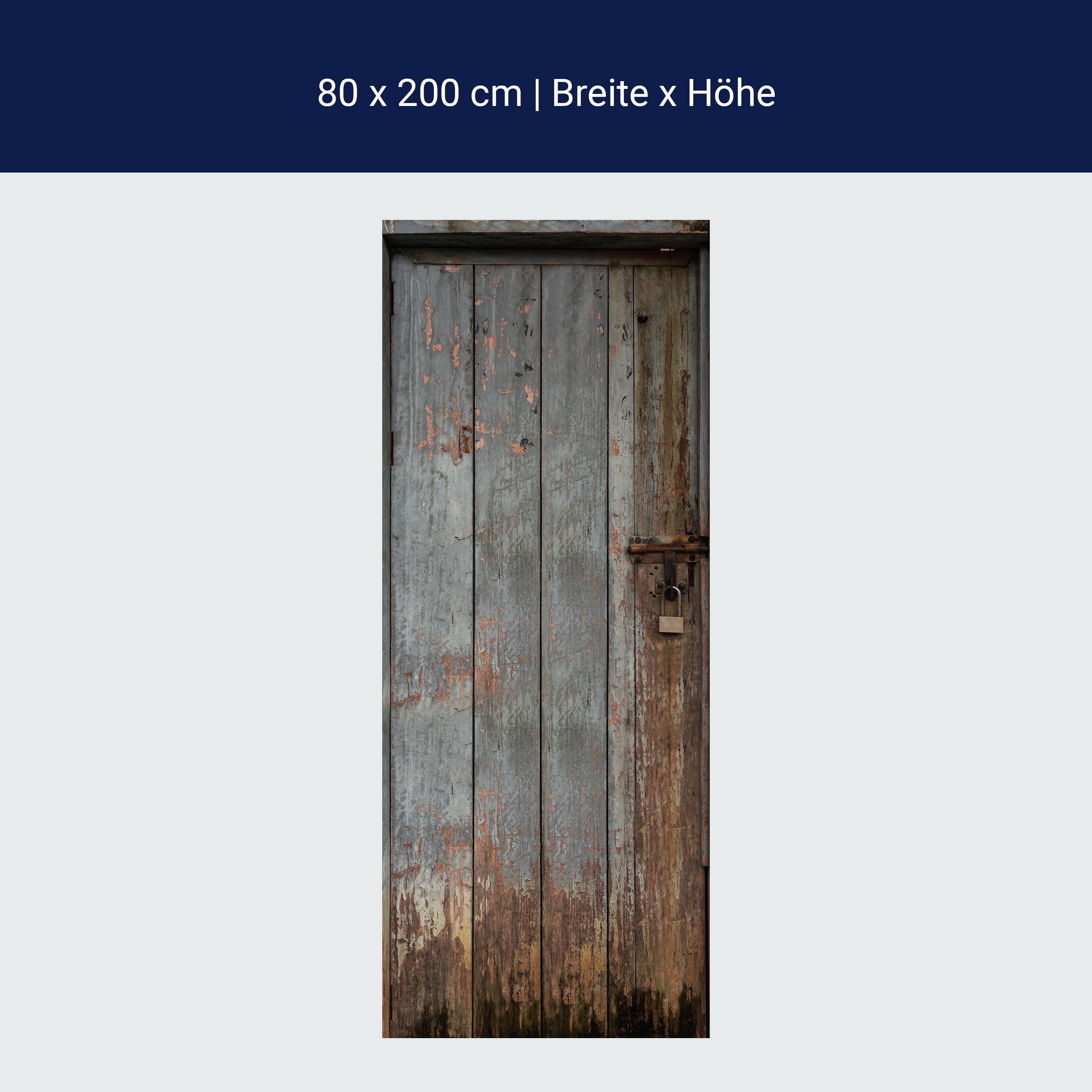 Türtapete alte Holztür mit Schloss, Grau, Farbe M1375 Türtapete alte Holztür mit Schloss, Grau, Farbe M1375