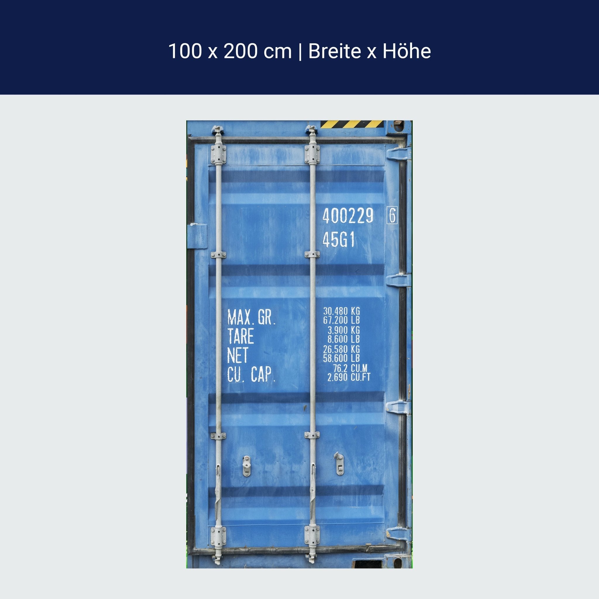 Türtapete Container Tür, Metall, Blau, Nummer M1376 Türtapete Container Tür, Metall, Blau, Nummer M1376