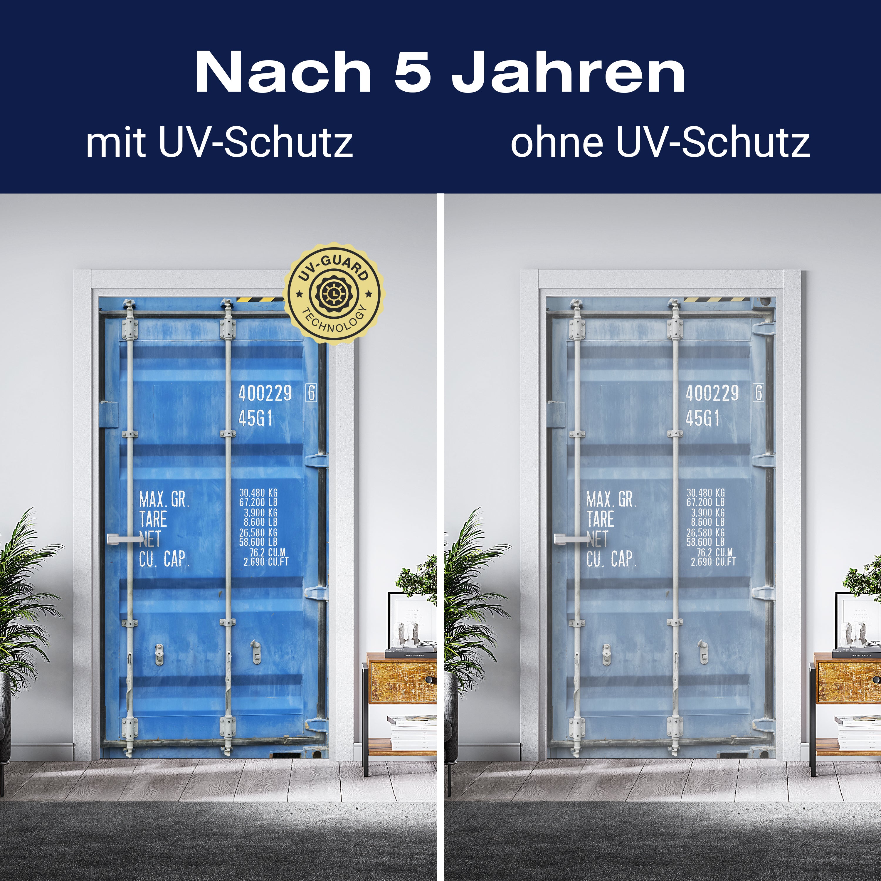 Türtapete Container Tür, Metall, Blau, Nummer M1376 - Bild 4 Türtapete Container Tür, Metall, Blau, Nummer M1376 - Bild 4