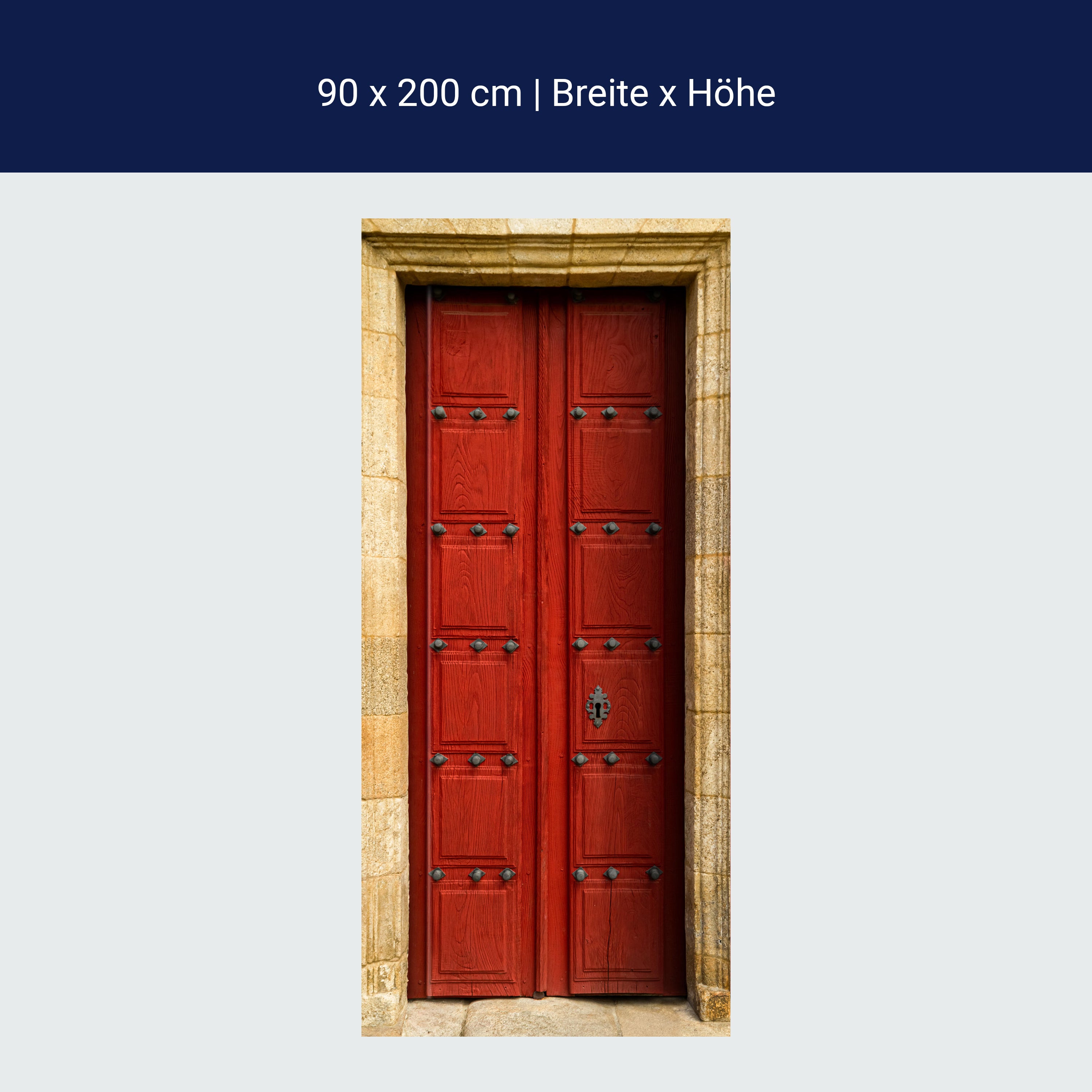 Türtapete rote Holztür, Maserung, Holz, Metall M1381 Türtapete rote Holztür, Maserung, Holz, Metall M1381