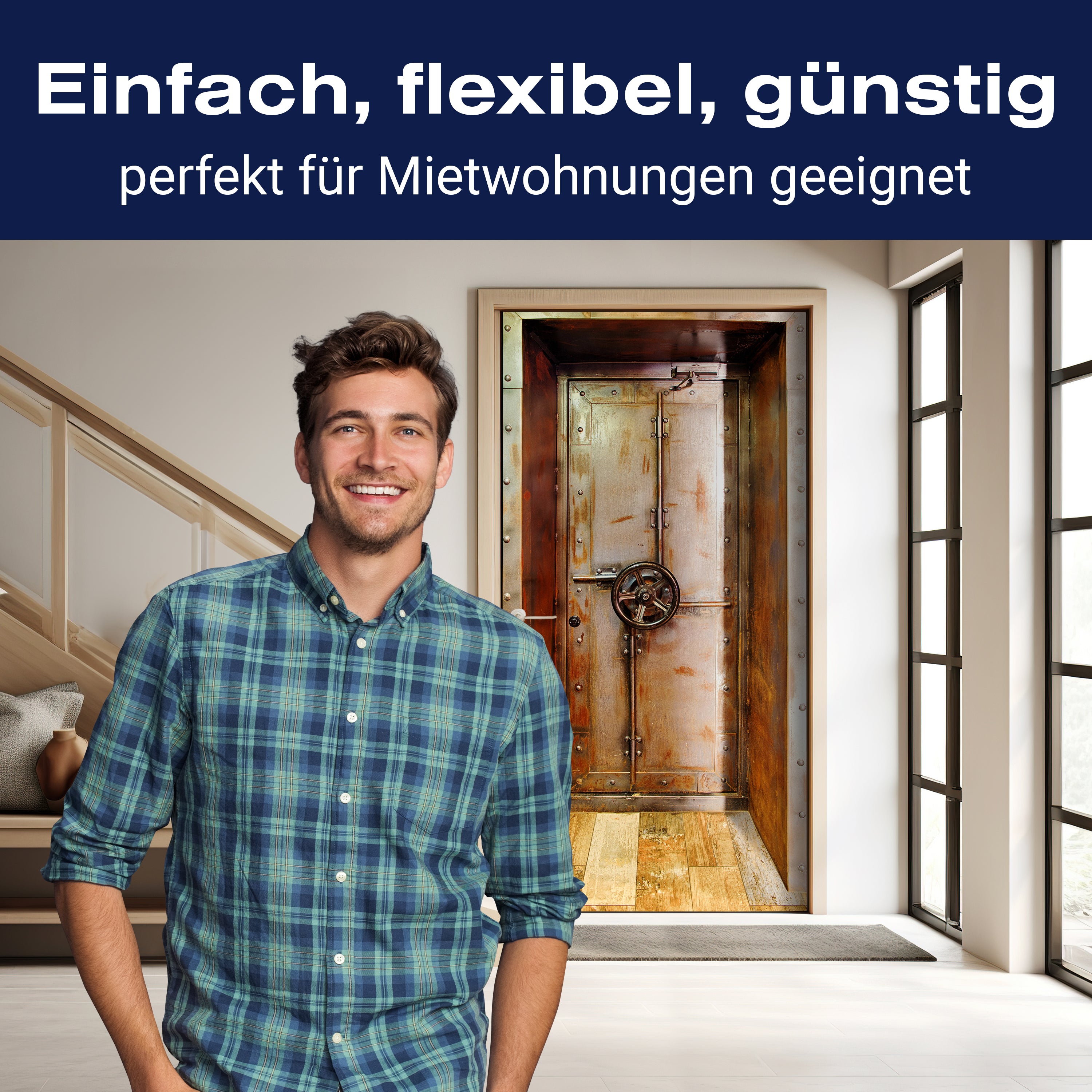 Türtapete rostige Metall Tür mit Dreh Rad, Tresor M1383 - Bild 3 Türtapete rostige Metall Tür mit Dreh Rad, Tresor M1383 - Bild 3