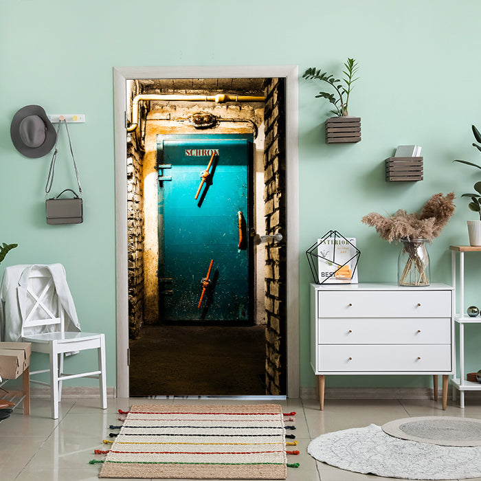 Türtapete Blaue Metall Tür, Rost, Mauer, Stein M1384 - Bild 1 Türtapete Blaue Metall Tür, Rost, Mauer, Stein M1384 - Bild 1