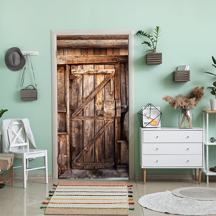 Türtapete Holztür, Holz Haus, Scheune, Schloss M1385 - Bild 1 Türtapete Holztür, Holz Haus, Scheune, Schloss M1385 - Bild 1