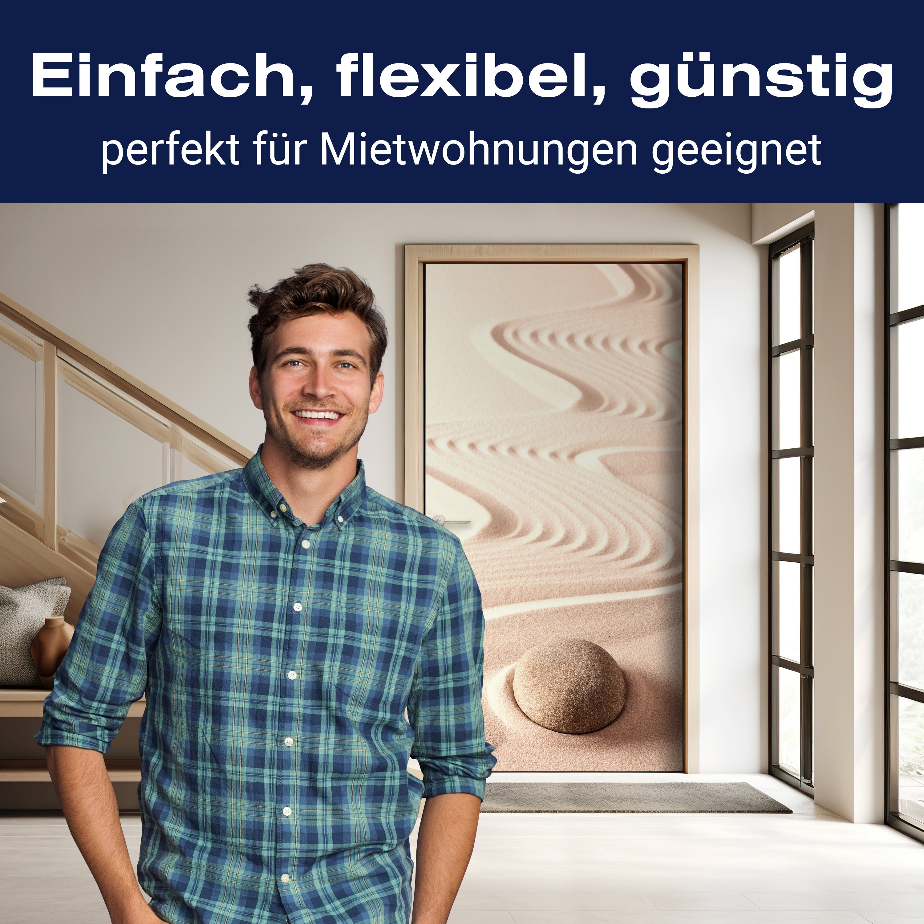 Türtapete Stein im Sand, Muster, Spur, Wellness M1386 - Bild 3 Türtapete Stein im Sand, Muster, Spur, Wellness M1386 - Bild 3