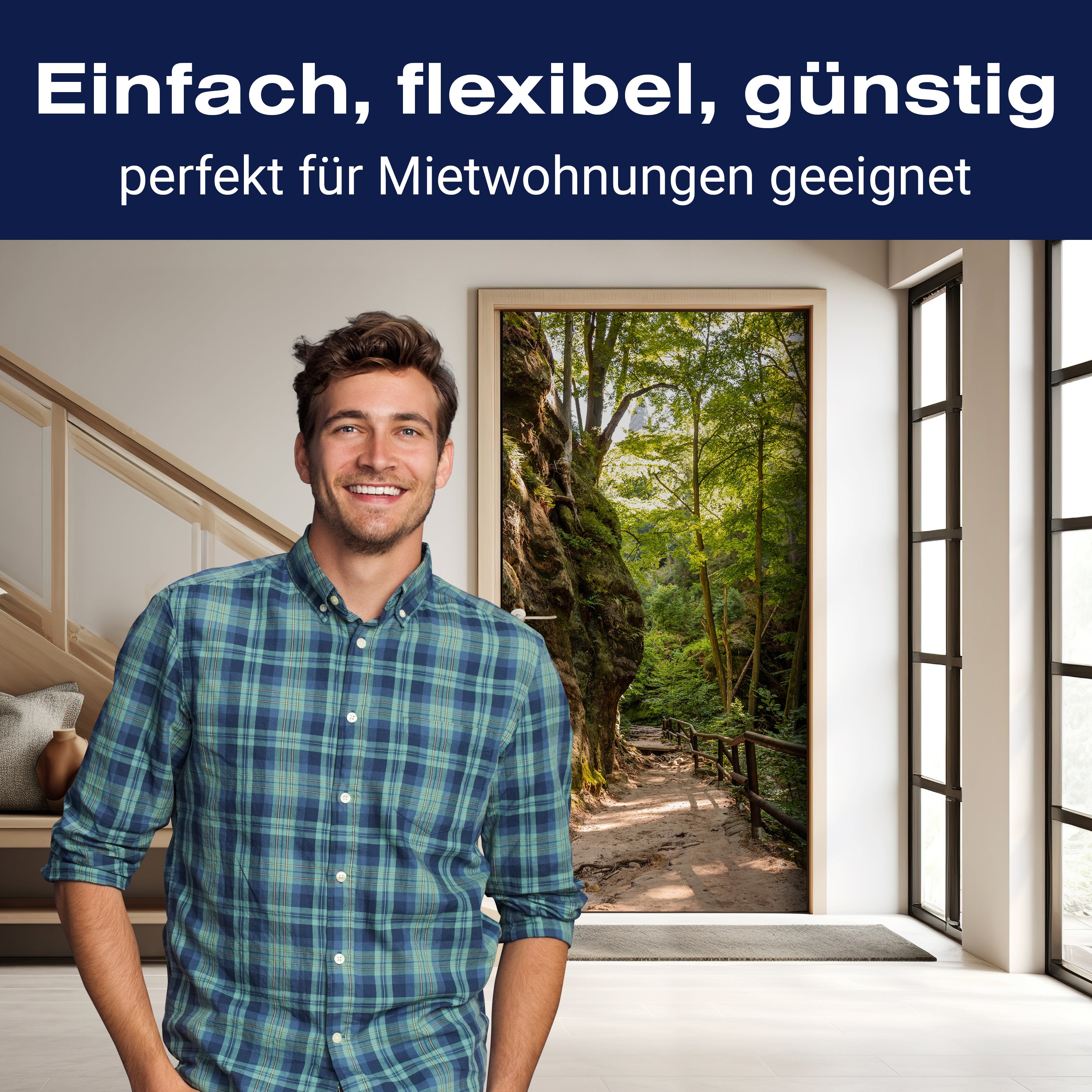 Türtapete Wanderweg im Wald, Felsen, Bäume, Natur M1393 - Bild 3 Türtapete Wanderweg im Wald, Felsen, Bäume, Natur M1393 - Bild 3