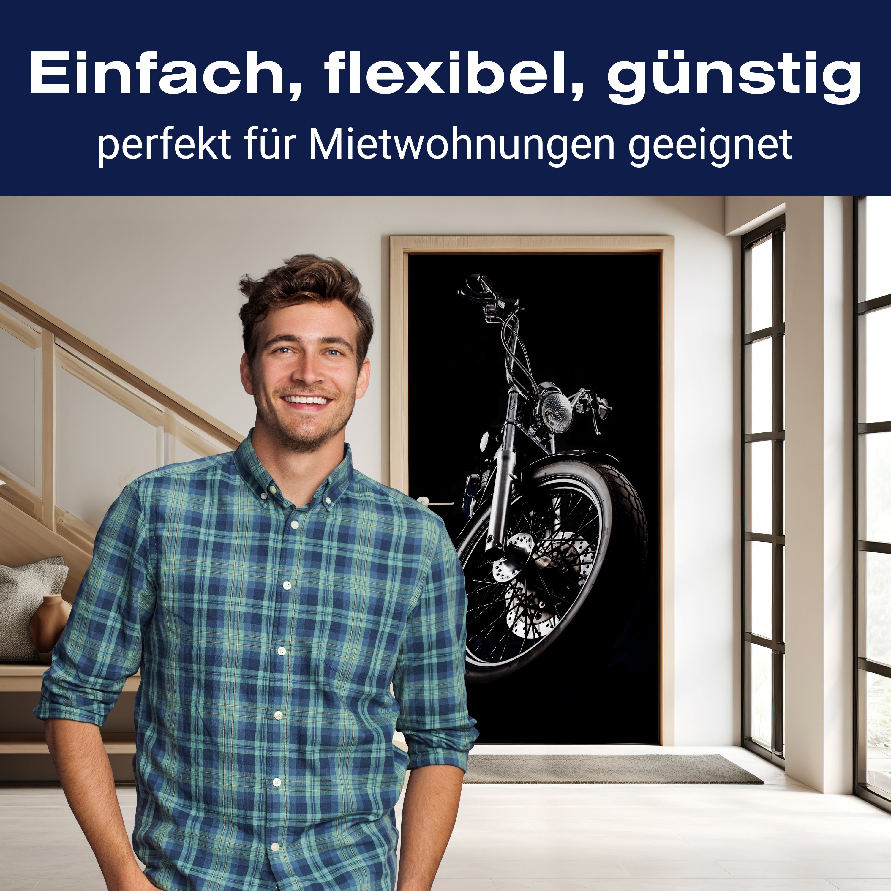 Türtapete Schwarzes Motorrad, Chopper, Fotografie M1397 - Bild 3 Türtapete Schwarzes Motorrad, Chopper, Fotografie M1397 - Bild 3