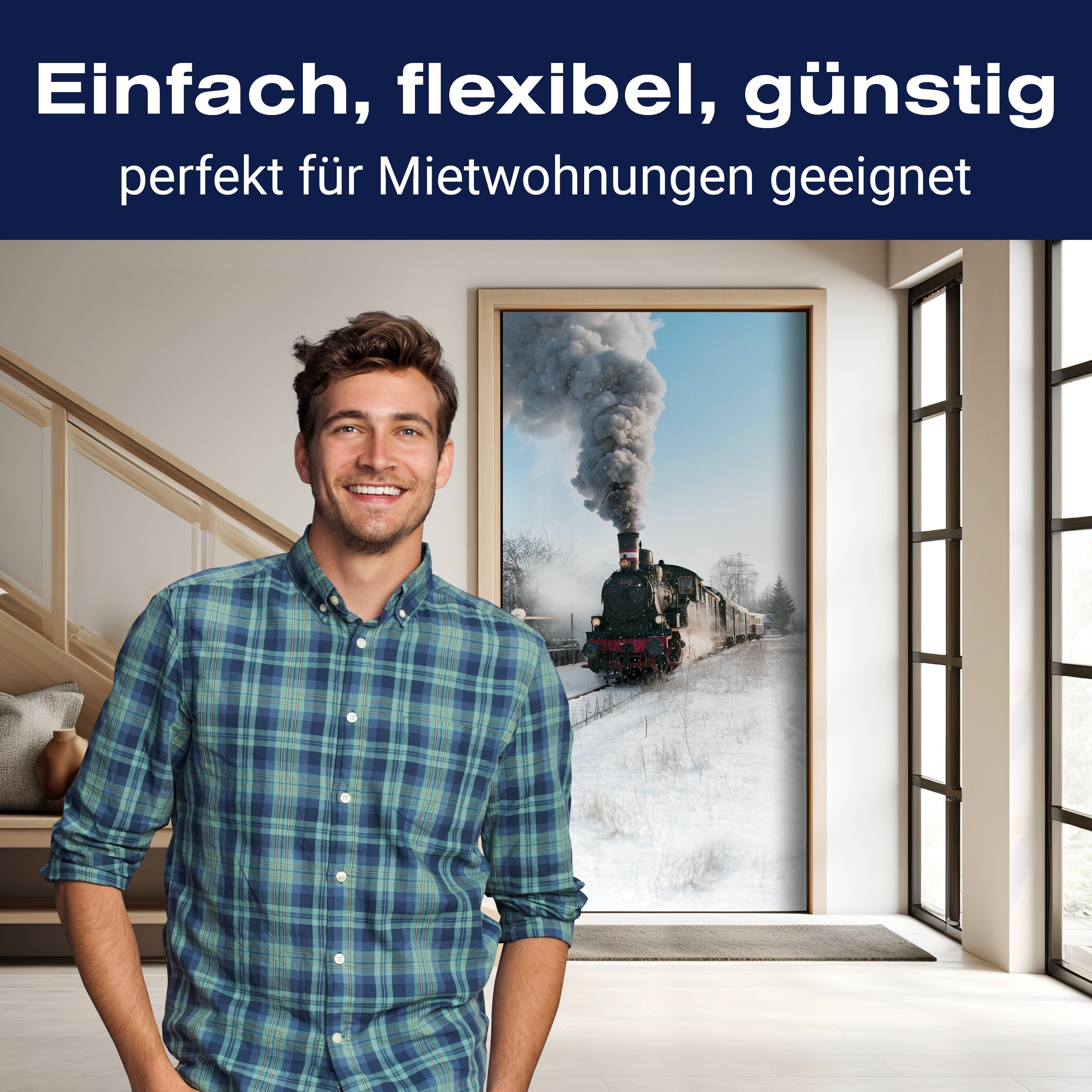 Türtapete Dampflok im Schnee, Eisenbahn, Rauch M1398 - Bild 3 Türtapete Dampflok im Schnee, Eisenbahn, Rauch M1398 - Bild 3