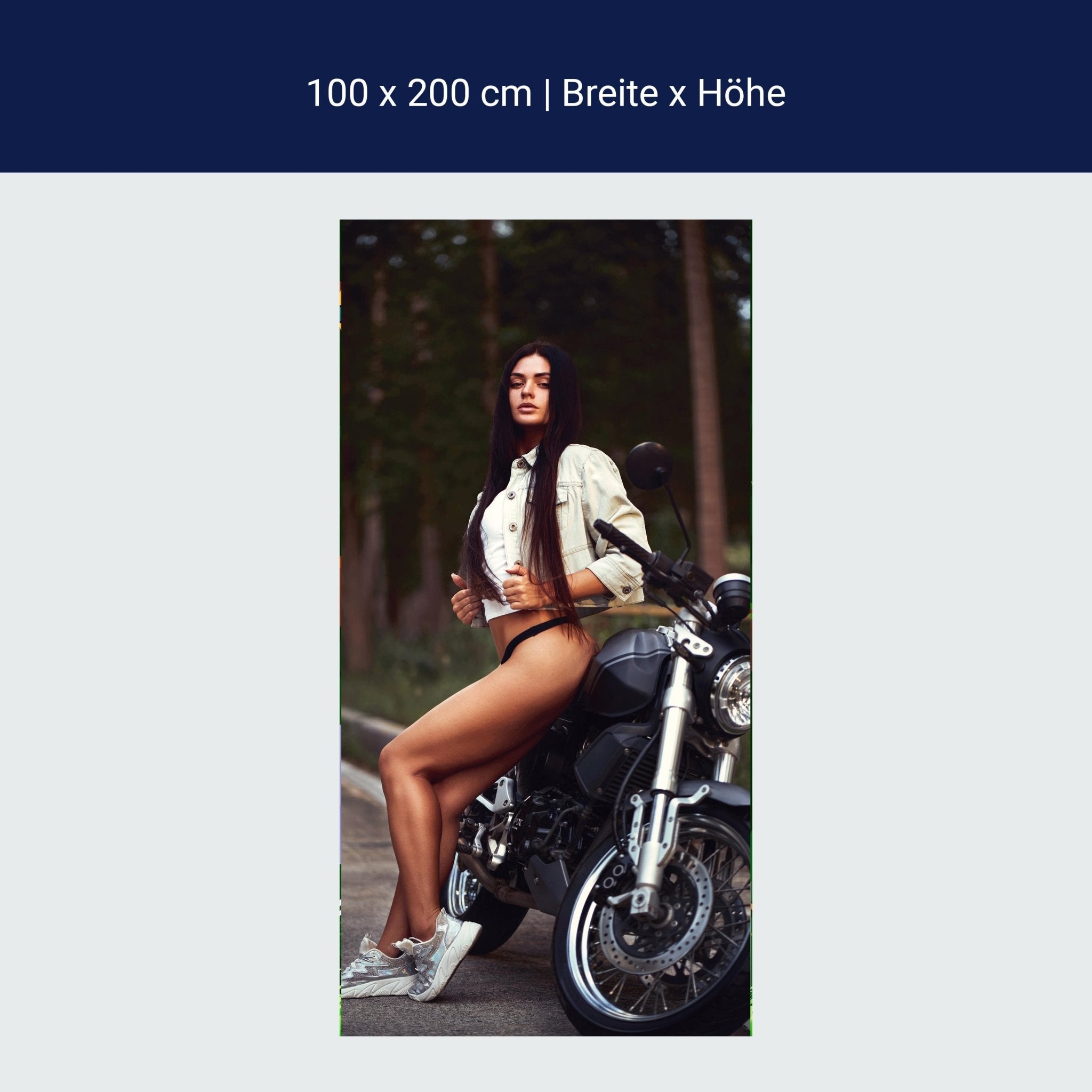 Türtapete Model & Motorrad, Frau, Sexy, Fotografie M1401 Türtapete Model & Motorrad, Frau, Sexy, Fotografie M1401