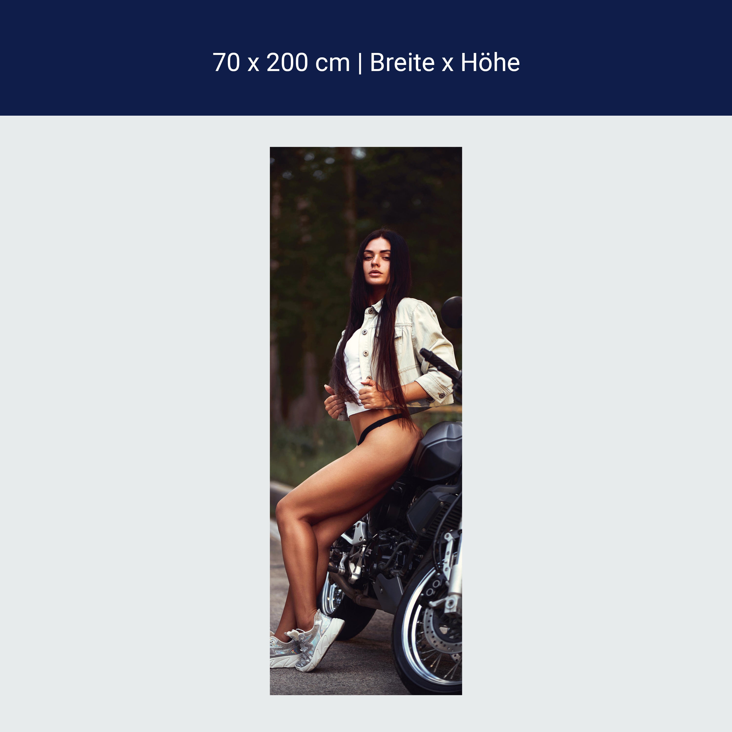 Türtapete Model & Motorrad, Frau, Sexy, Fotografie M1401 Türtapete Model & Motorrad, Frau, Sexy, Fotografie M1401