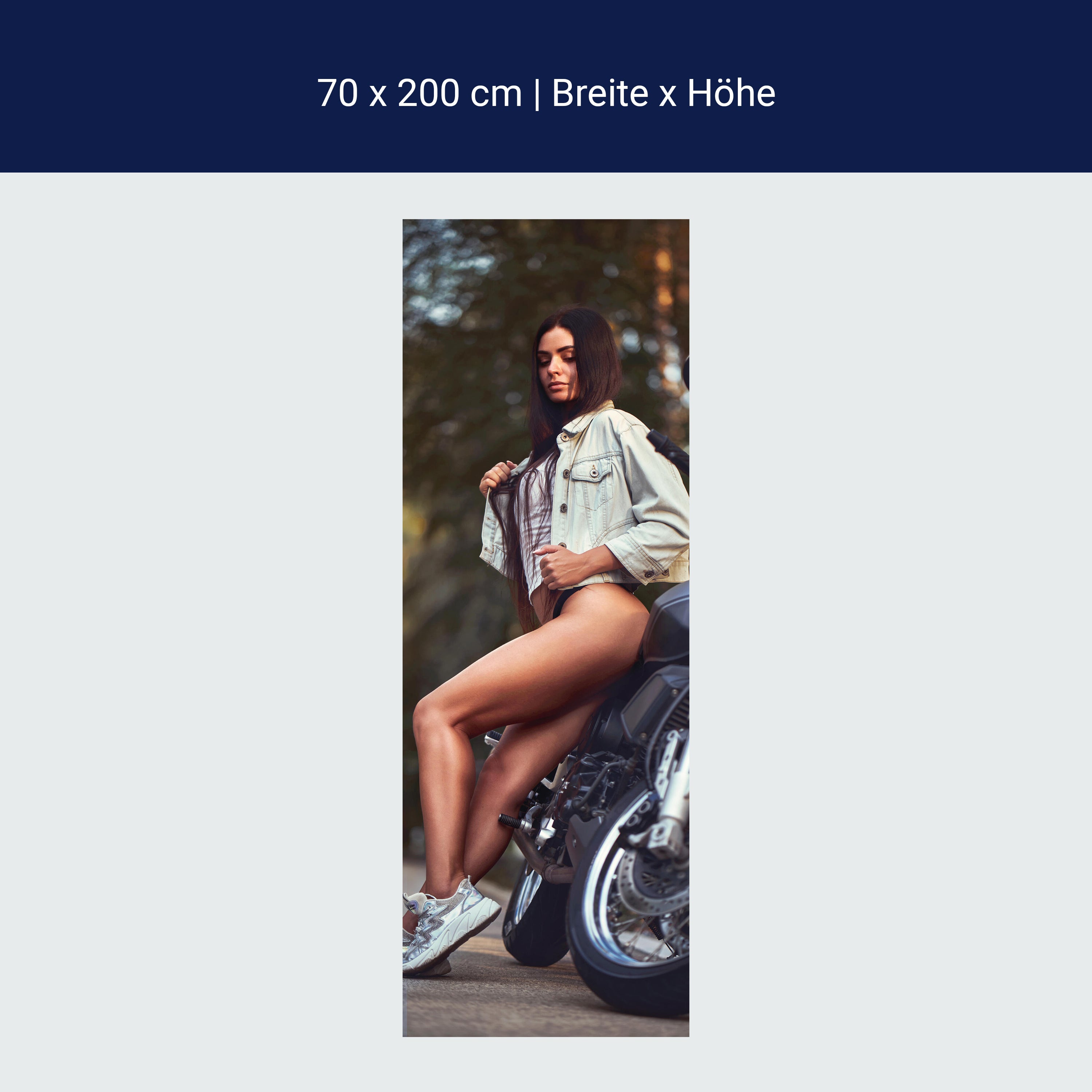 Türtapete Frau & Motorrad, Model, Sexy, Fotografie M1402 Türtapete Frau & Motorrad, Model, Sexy, Fotografie M1402