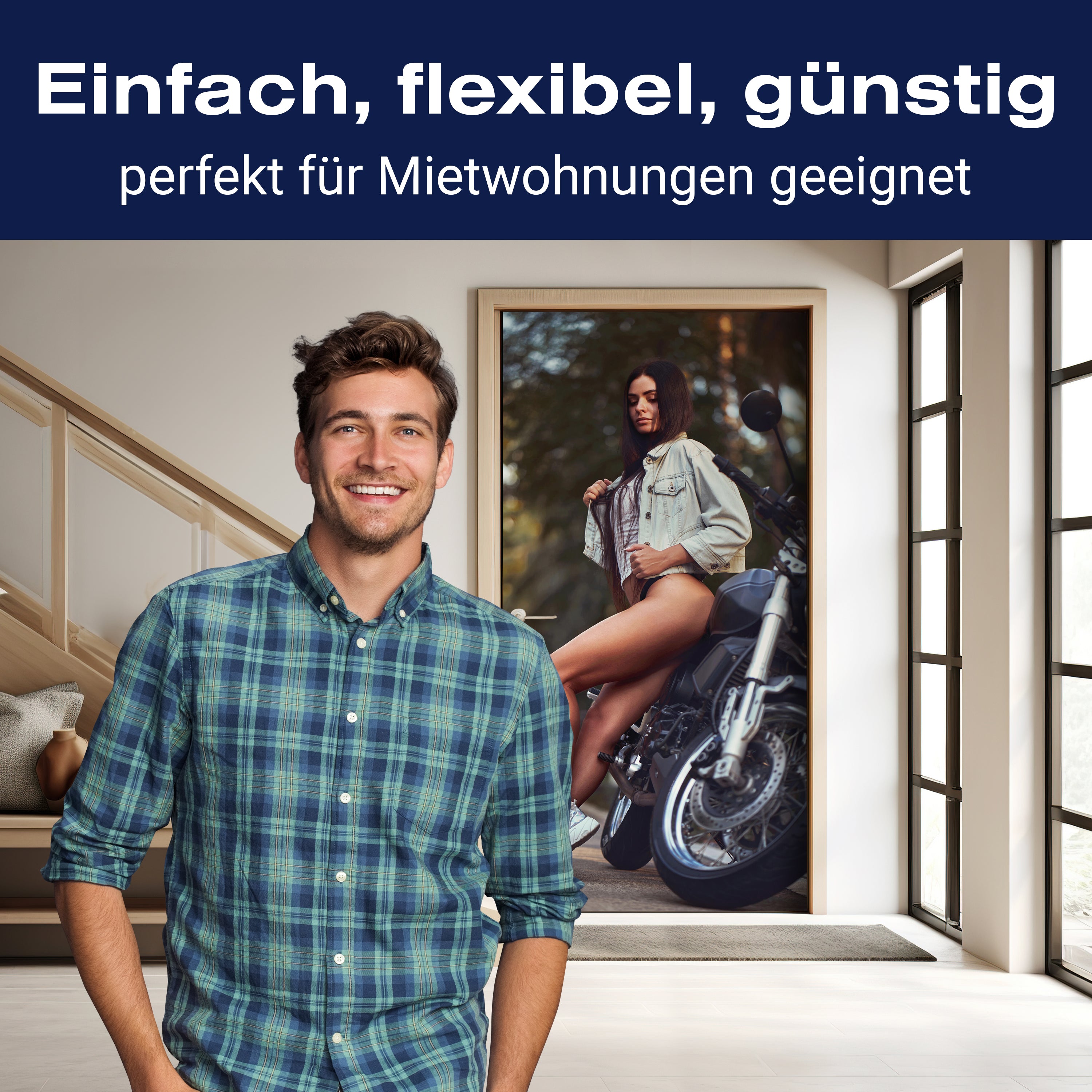 Türtapete Frau & Motorrad, Model, Sexy, Fotografie M1402 - Bild 3 Türtapete Frau & Motorrad, Model, Sexy, Fotografie M1402 - Bild 3