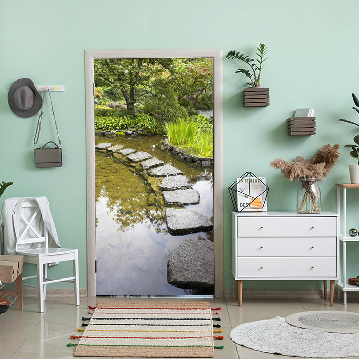 Türtapete japanischer Garten Teich Steine M1405 - Bild 1 Türtapete japanischer Garten Teich Steine M1405 - Bild 1