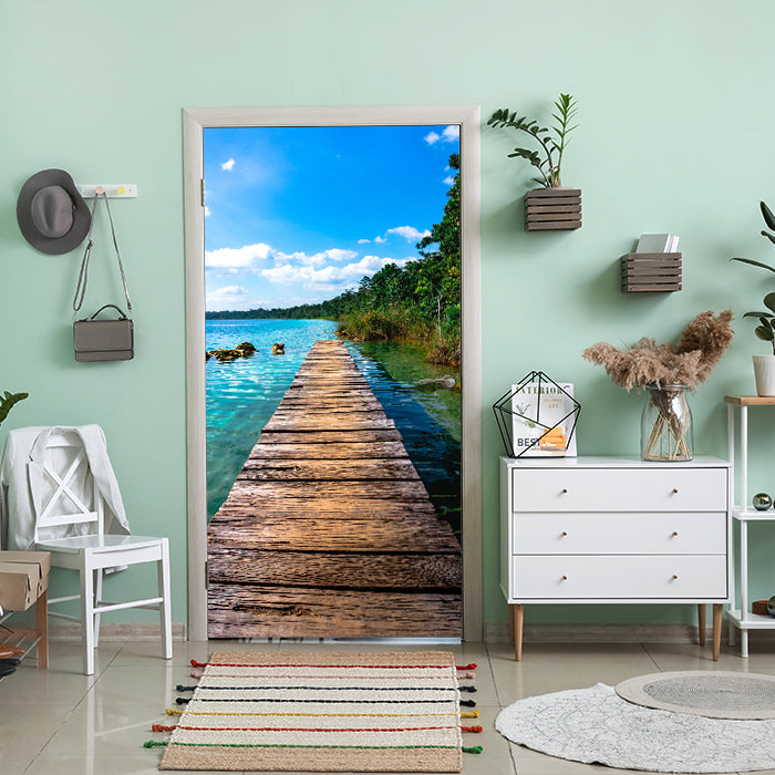 Türtapete Steg Wasser Wald Steine Holz M1411 - Bild 1 Türtapete Steg Wasser Wald Steine Holz M1411 - Bild 1