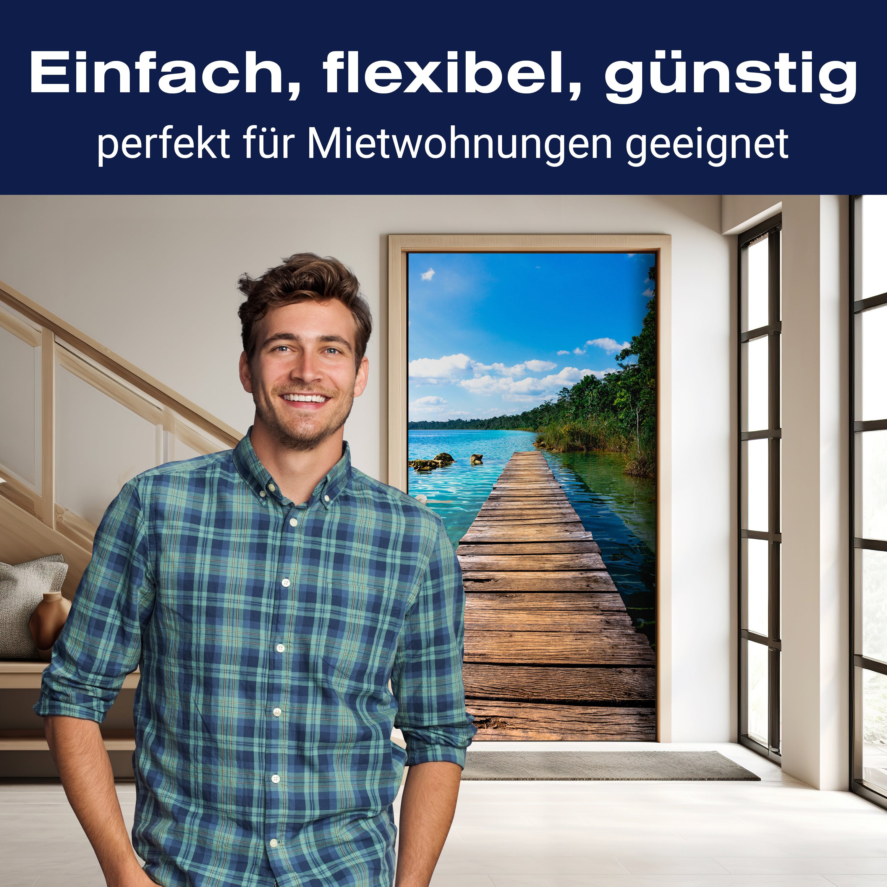 Türtapete Steg Wasser Wald Steine Holz M1411 - Bild 3 Türtapete Steg Wasser Wald Steine Holz M1411 - Bild 3