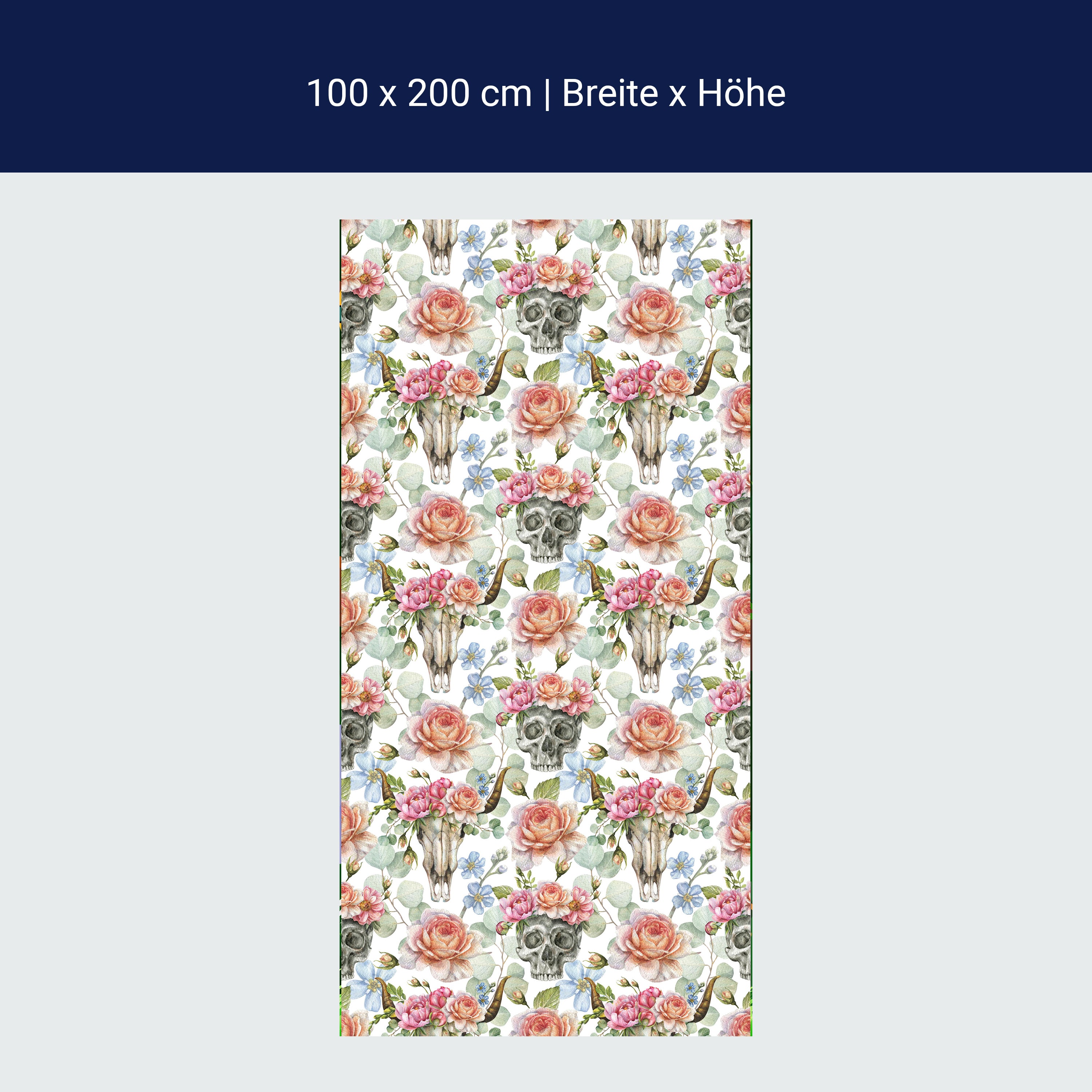 Türtapete Totenkopf, Rosen, Bulle M1420 Türtapete Totenkopf, Rosen, Bulle M1420