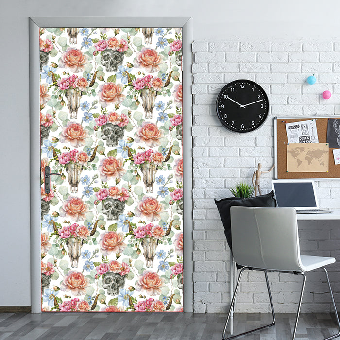 Türtapete Totenkopf, Rosen, Bulle M1420 - Bild 1 Türtapete Totenkopf, Rosen, Bulle M1420 - Bild 1