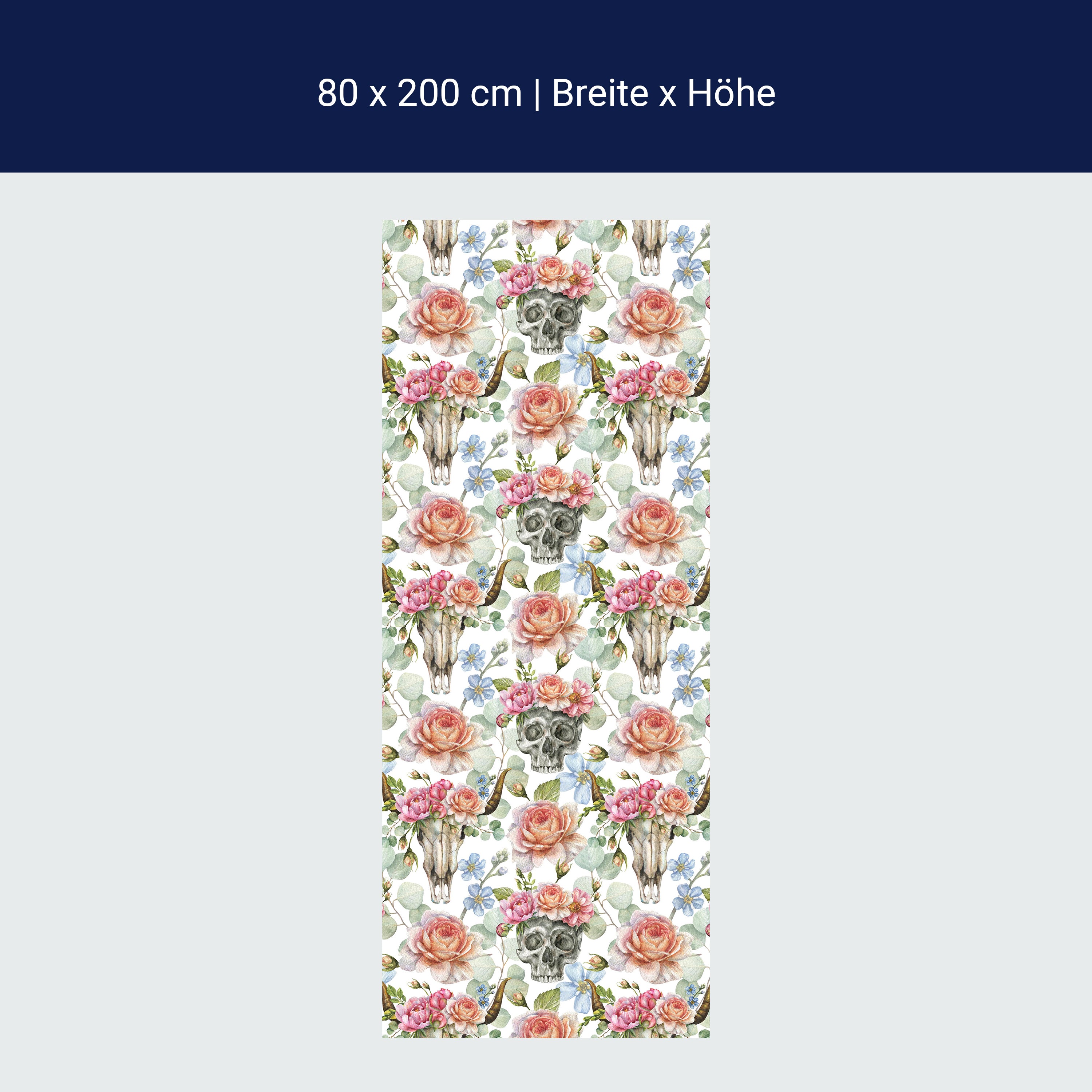Türtapete Totenkopf, Rosen, Bulle M1420 Türtapete Totenkopf, Rosen, Bulle M1420